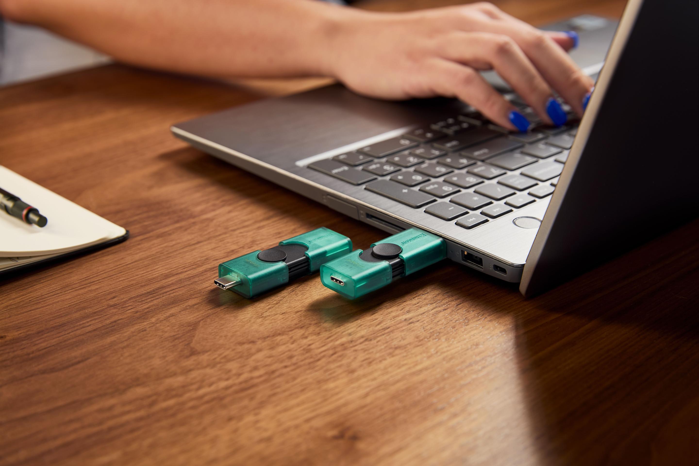 Pen USB KINGSTON DataTraveler Duo G2 (128 GB - Tampa - USB Type-A / USB Type-C - Preto e Verde) — miniatura 9