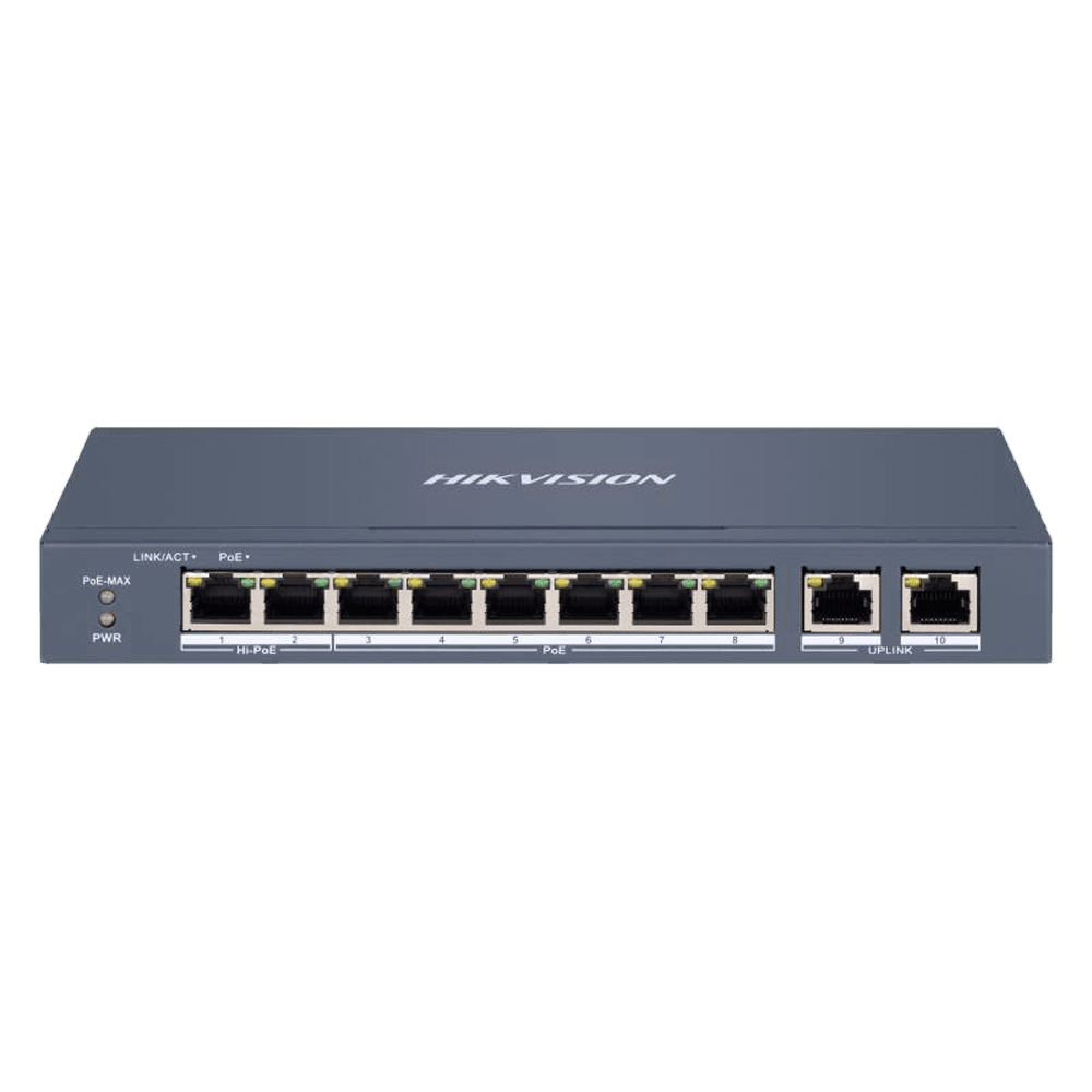 Switch PoE Gerível HIKVISION DS-3E1310HP-EI (5,6 Gbit/s - Fast Ethernet - Cinzento)