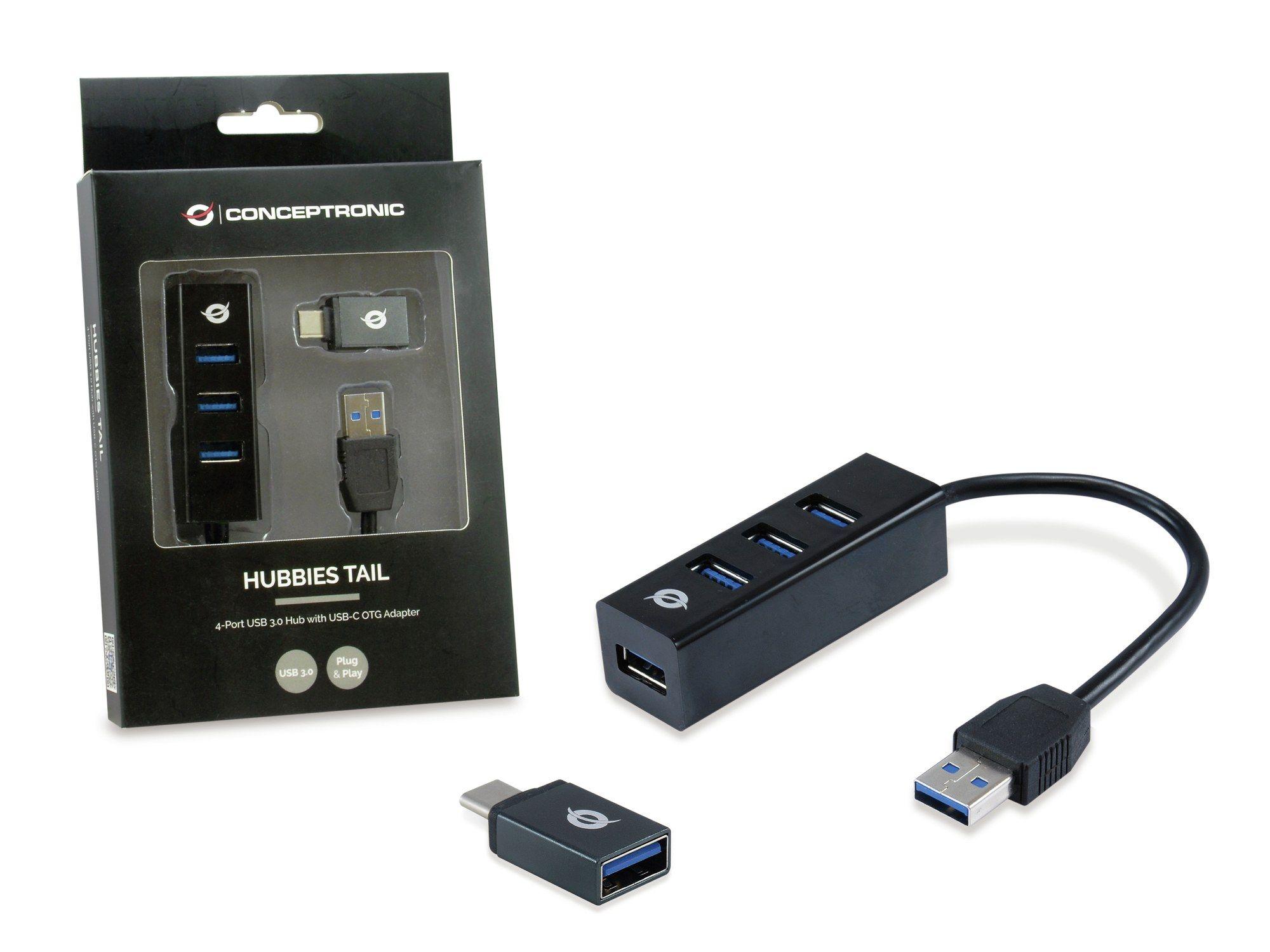 Hub USB CONCEPTRONIC HUBBIES04B (0,12 m - Preto) — miniatura 2