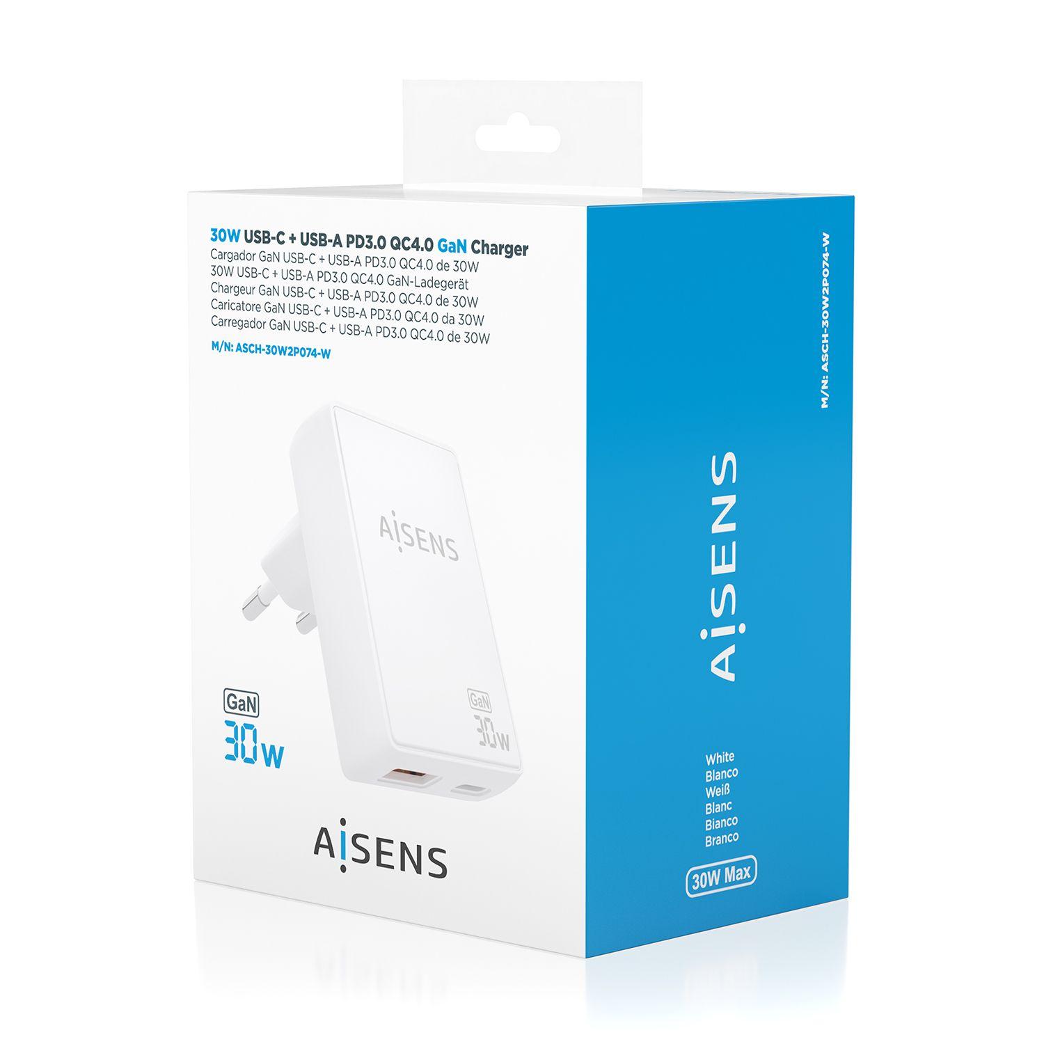 Carregador de Parede AISENS ASCH-30W2P074-W (30 W - Branco), miniatura 9