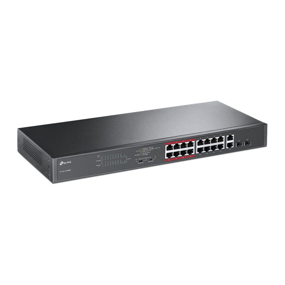 Switch de Rede Não Gerido TP-LINK TL-SL1218MP (Fast Ethernet - 4,1 MB - 7,2 Gbit/s - Preto) — miniatura 2