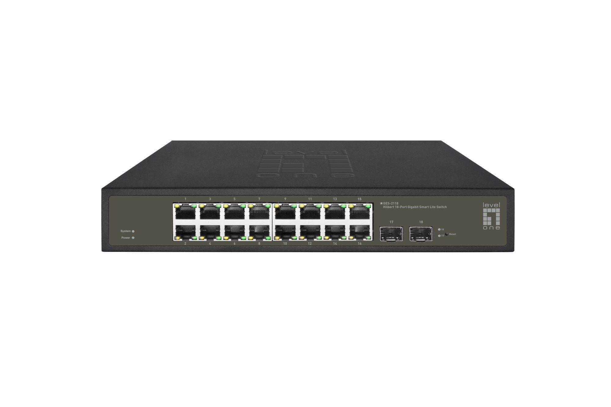 Switch de Rede Gerido LEVEL ONE GES-2118 (Gigabit Ethernet - 4,1 MB - 36 Gbit/s - Preto)