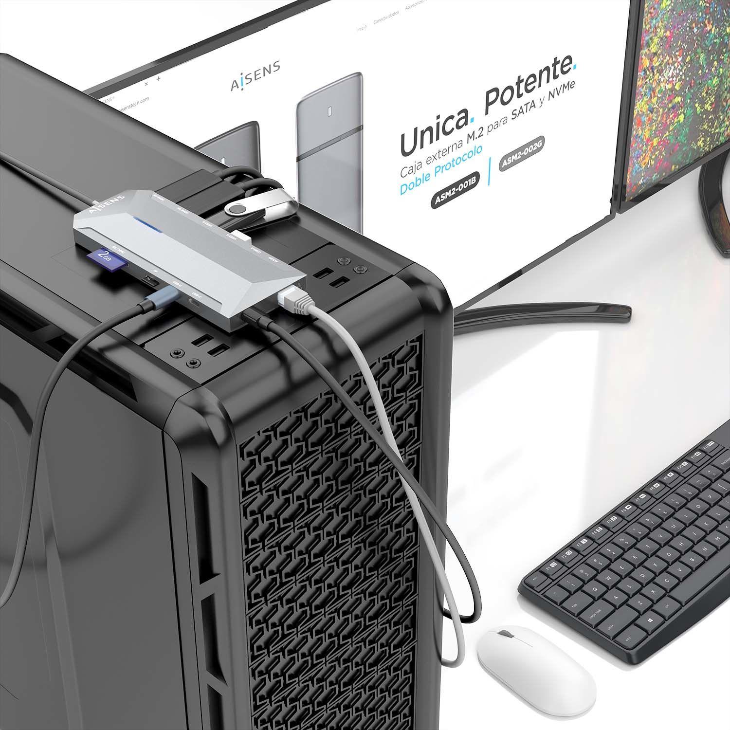 Hub USB-C AISENS ASUC-12P005-GR (0,3 m - Cinzento), miniatura 5