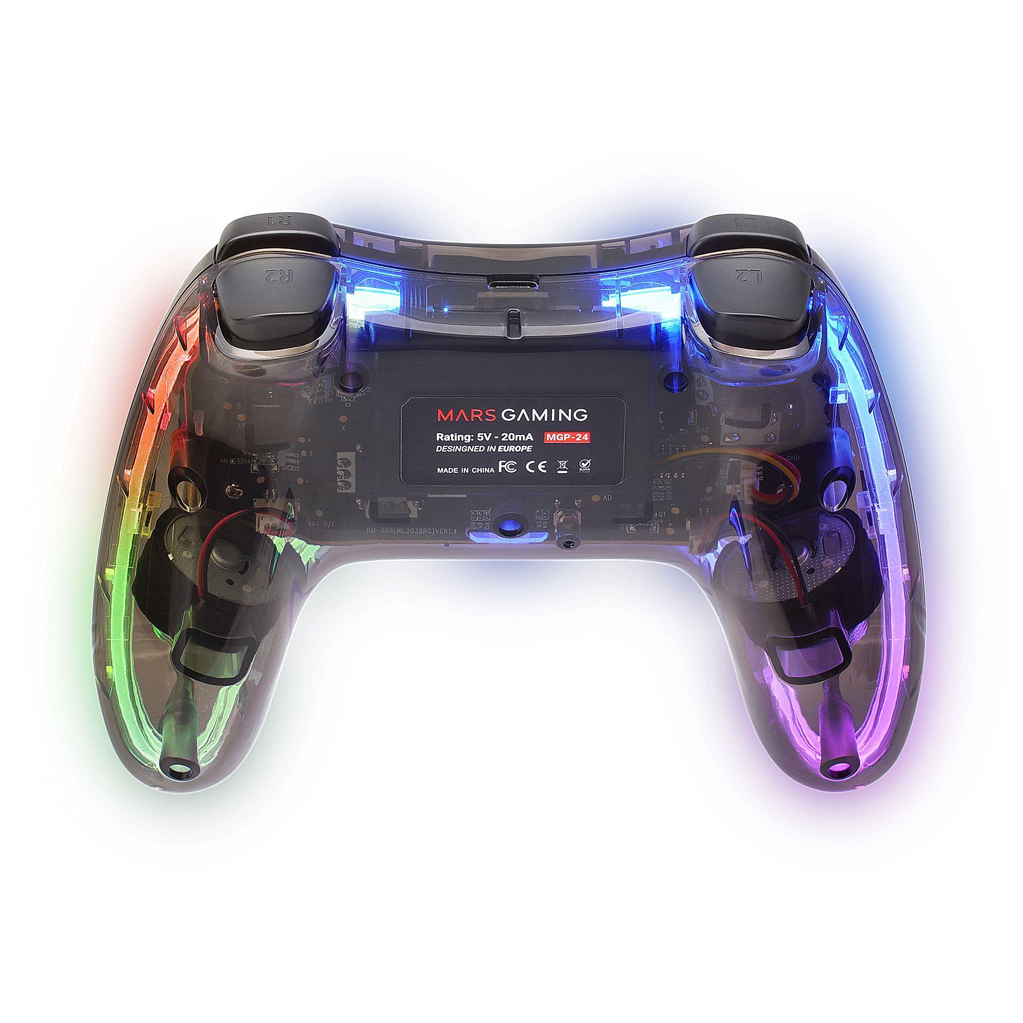 Comando MARS GAMING MGP24 (PlayStation/Xbox - USB Type-A para USB Type-C - Sem fios - Preto Transparente) — miniatura 4