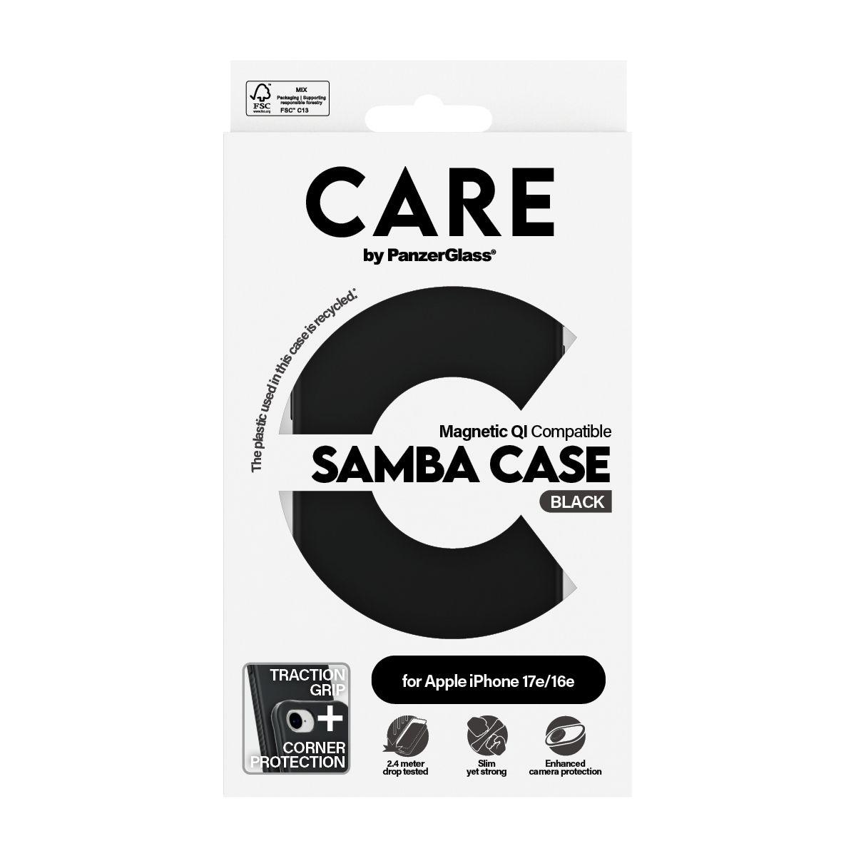 Capa para Telemóvel PANZERGLASS CARE Samba para iPhone 16e/17e (Apple - Qi e MagSafe - Preto), miniatura 3