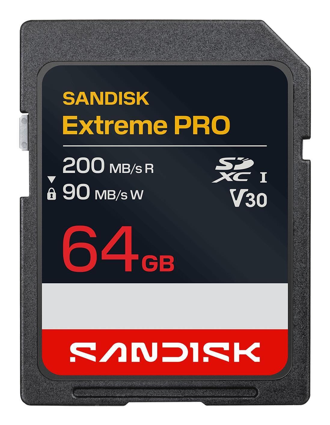 Cartão de Memória SANDISK Extreme Pro SDSDXXU-064G-GSCIN (64GB - 200 MB/s - Preto)