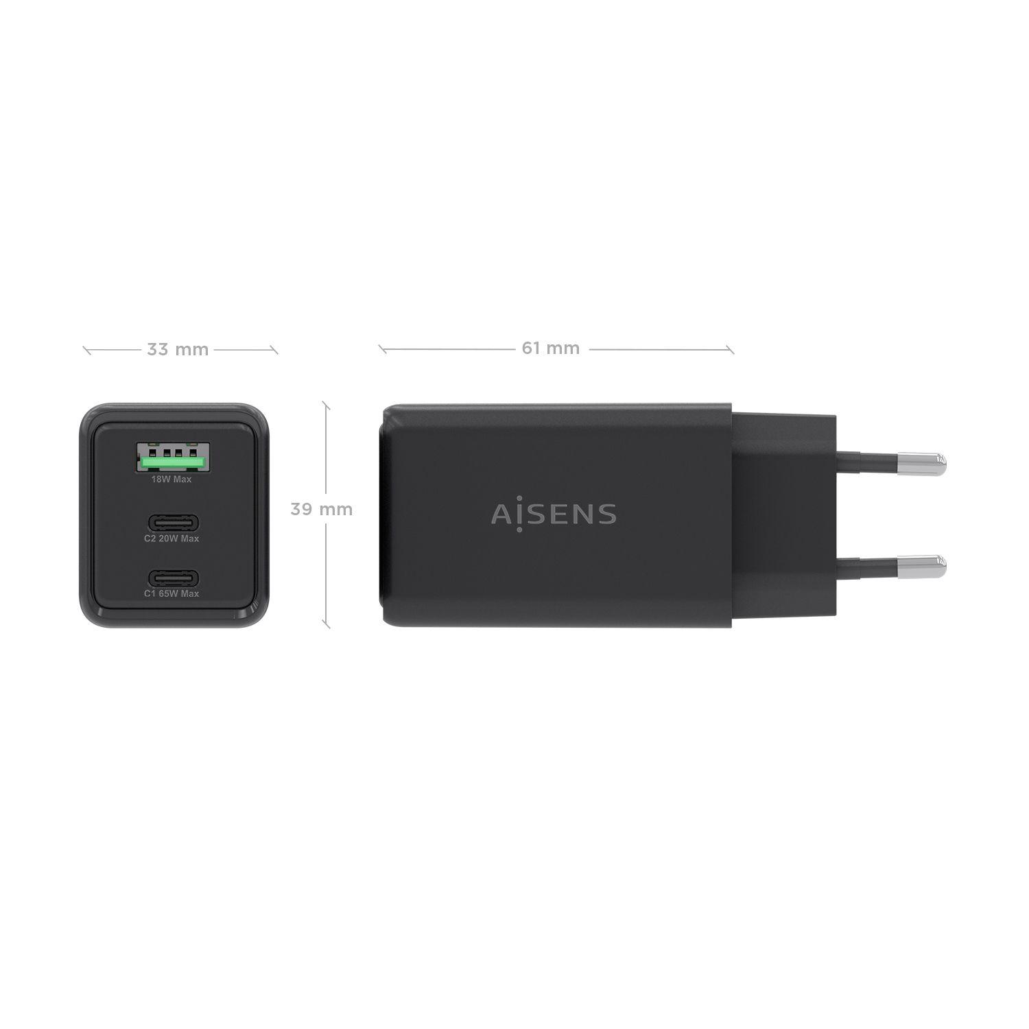 Carregador AISENS ASCH-65W3P073-BK (65 W - 45 W - Preto), miniatura 4