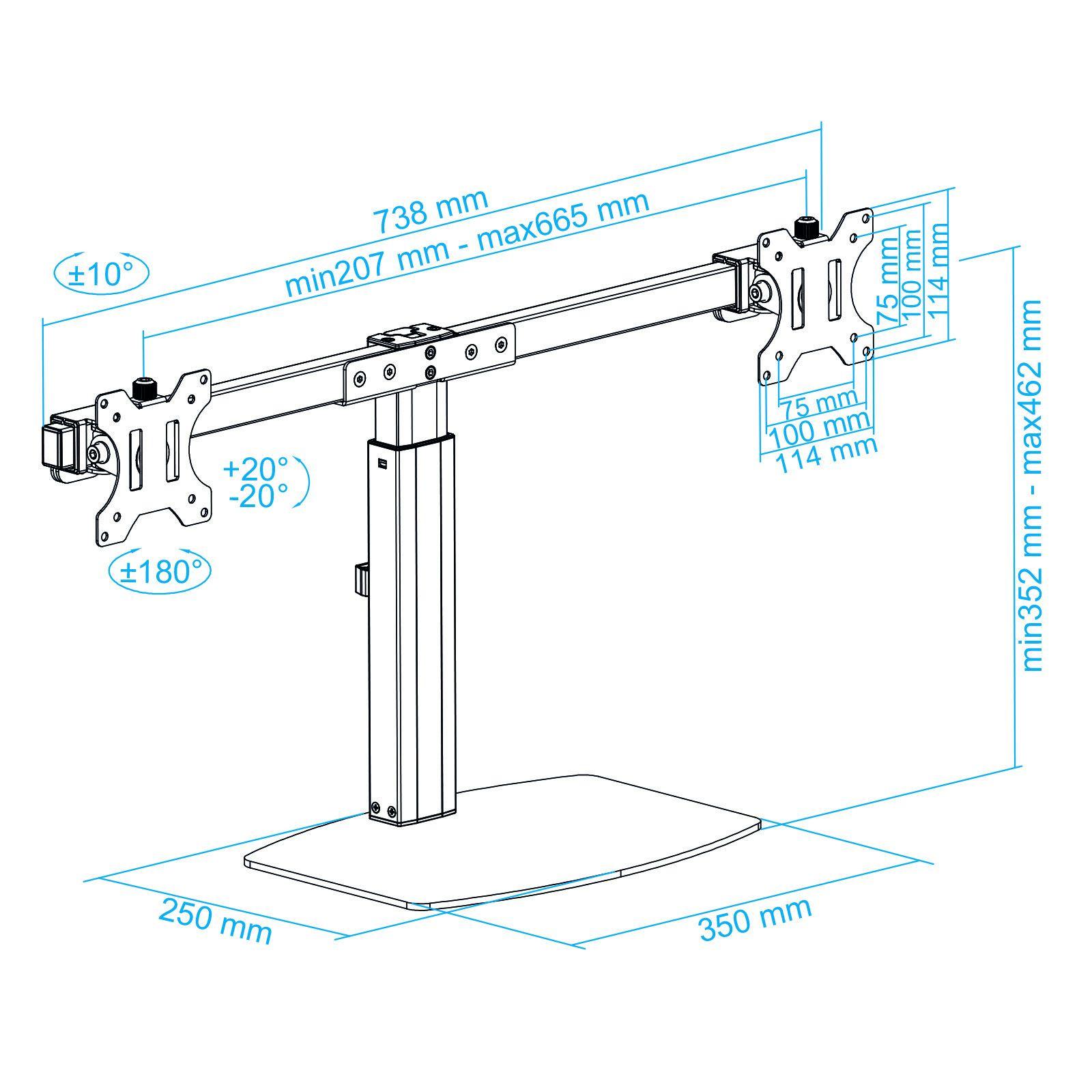 Suporte de Secretária para 2 Monitores TOOQ DB1727TN-B (17-27" - 6 kg por Braço - Preto), miniatura 13