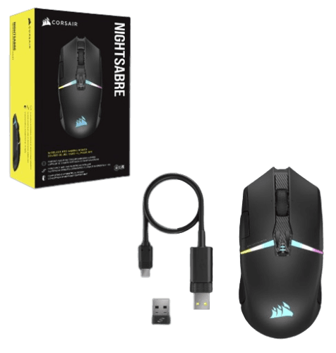 Rato CORSAIR NIGHTSABRE WIRELESS (Mão direita - Até 26000 DPI - Ótico - Preto)