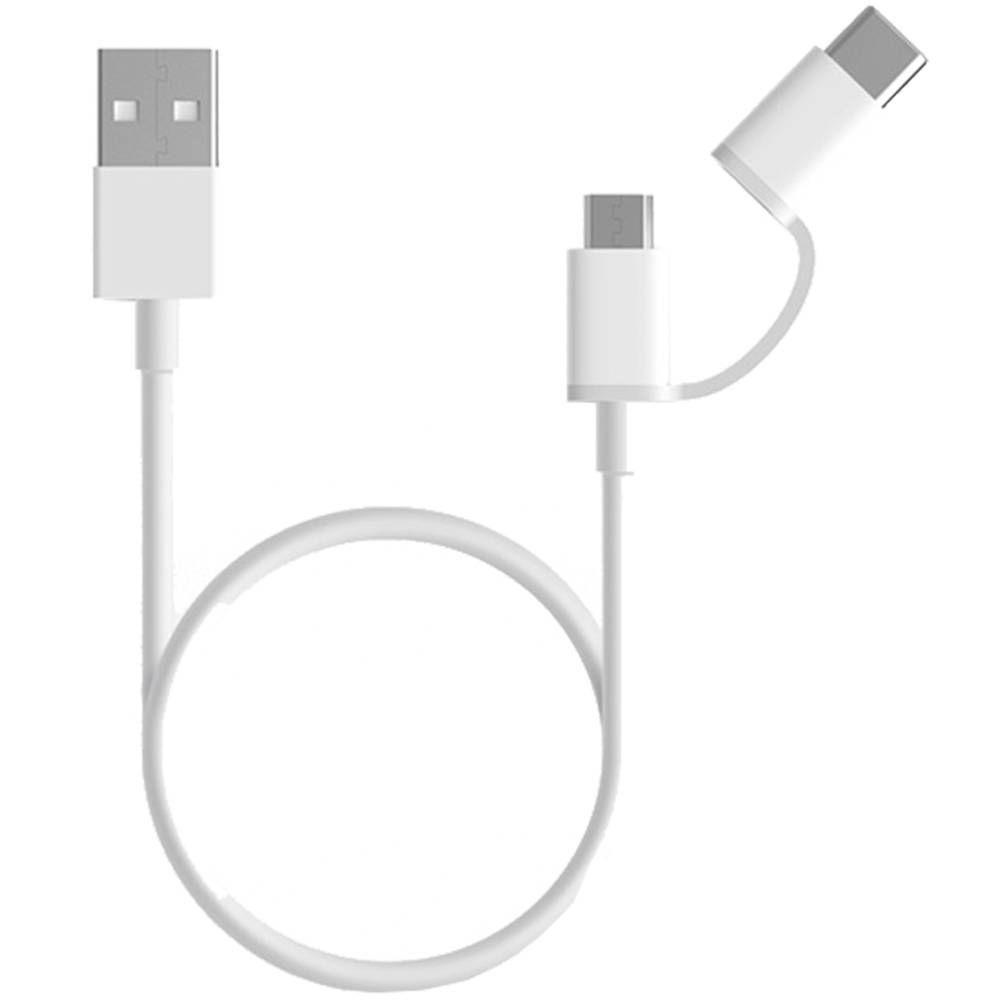 Cabo USB 2 em 1 XIAOMI Mi Charging SJV4083TY (0,3 m - Micro-USB B - USB A - Branco) — miniatura 2