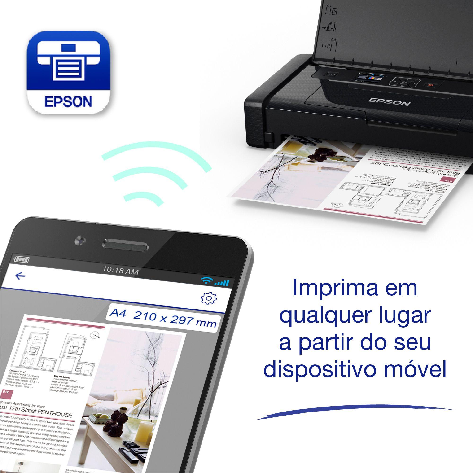 Impressora Jato de Tinta Portátil EPSON WorkForce WF-110W (A4 - 20 folhas - Wi-Fi, Wi-Fi Direct, USB - Preto) — miniatura 6