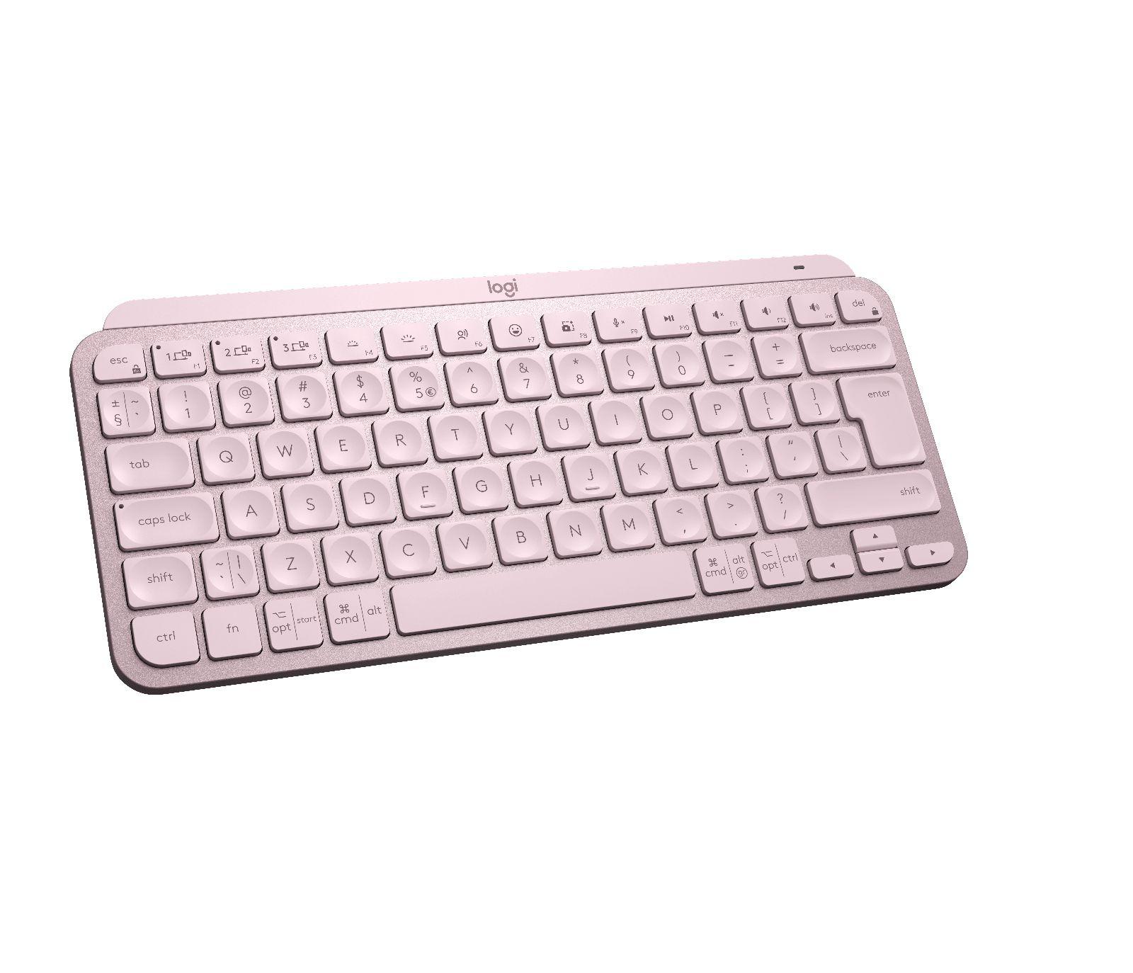 Teclado LOGITECH MX Keys Mini (Estados Unidos - RF Wireless + Bluetooth - Sem fios - Rosa) — miniatura 3