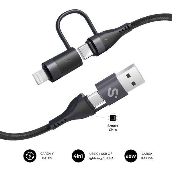 Cabo USB 4 em 1 SUBBLIM TOP 4IN1 (1 m - USB-C - Preto) — miniatura 2