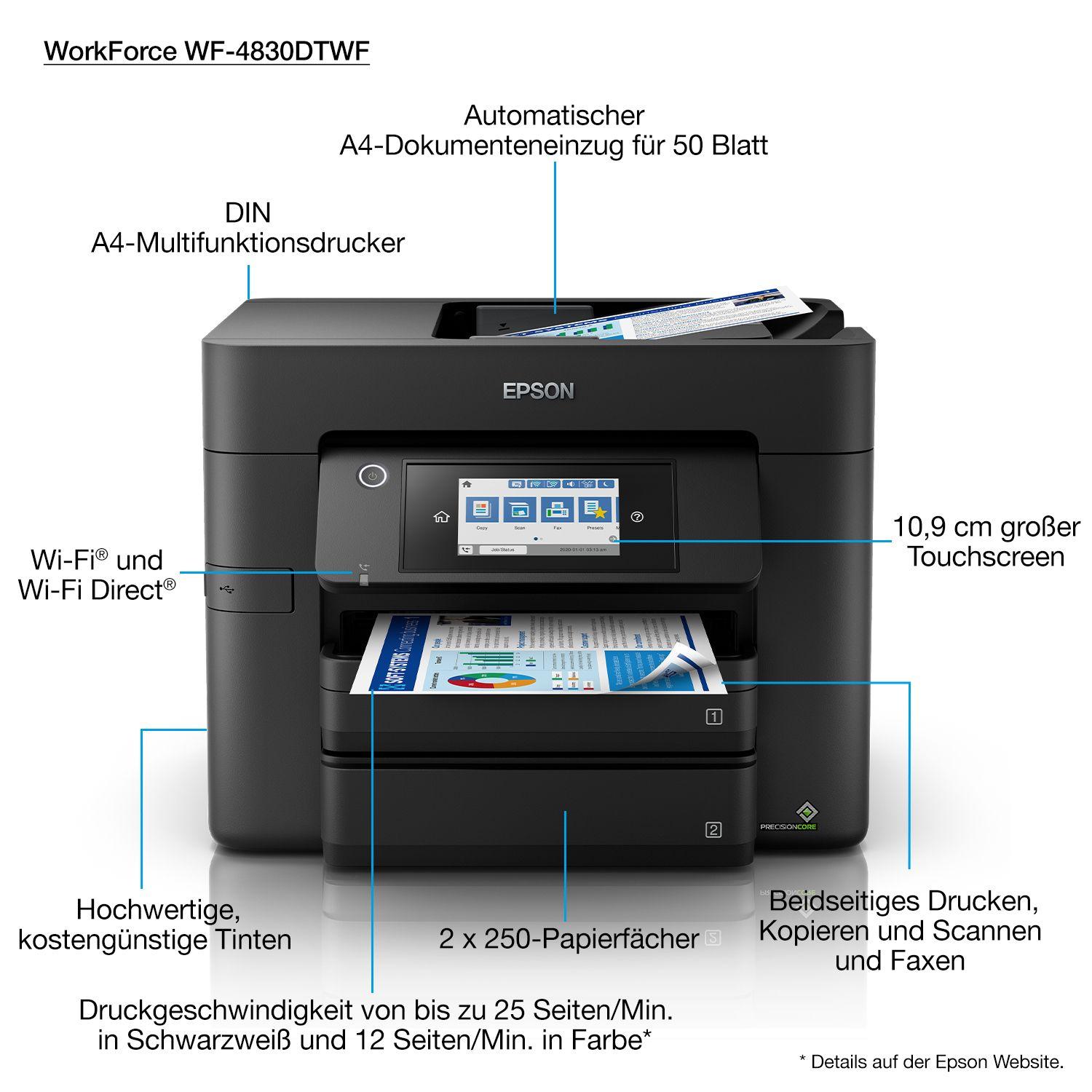 Impressora Multifunções EPSON WorkForce Pro WF-4830DTWF (A4 - Impressão a cores - 500 folhas - Preto) — miniatura 10