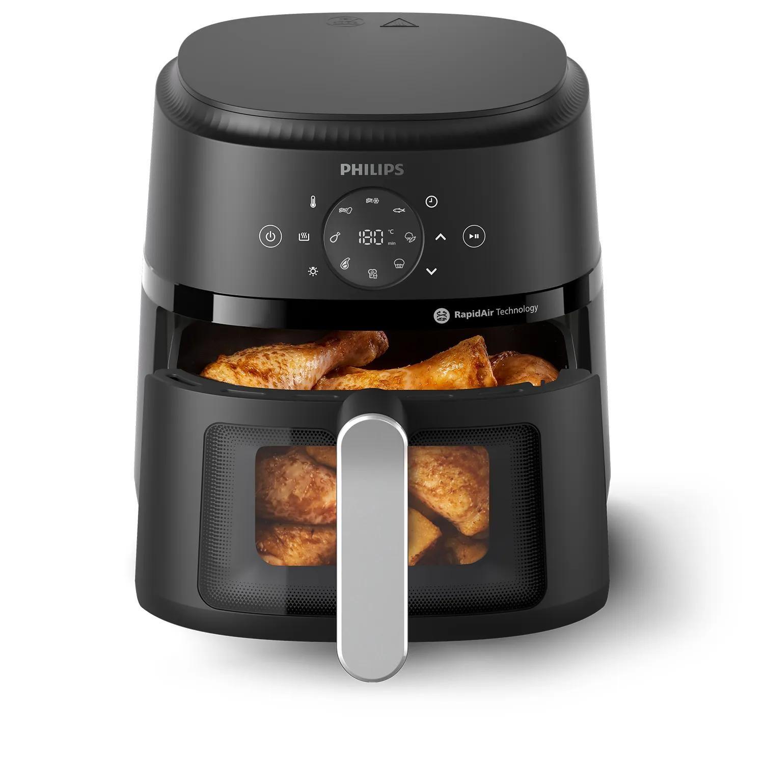 Fritadeira a Ar Quente PHILIPS Airfryer NA221/00 (1500 W - 200 °C - 60 °C - Preto e Prateado), miniatura 3