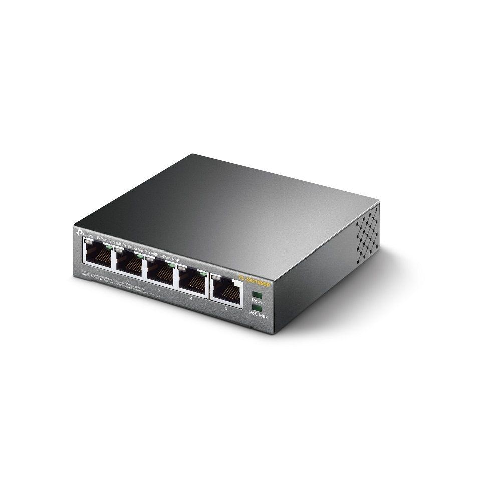 Switch TP-LINK TL-SG1005P V1 (Gigabit Ethernet - 10 Gbit/s - Preto), miniatura 4