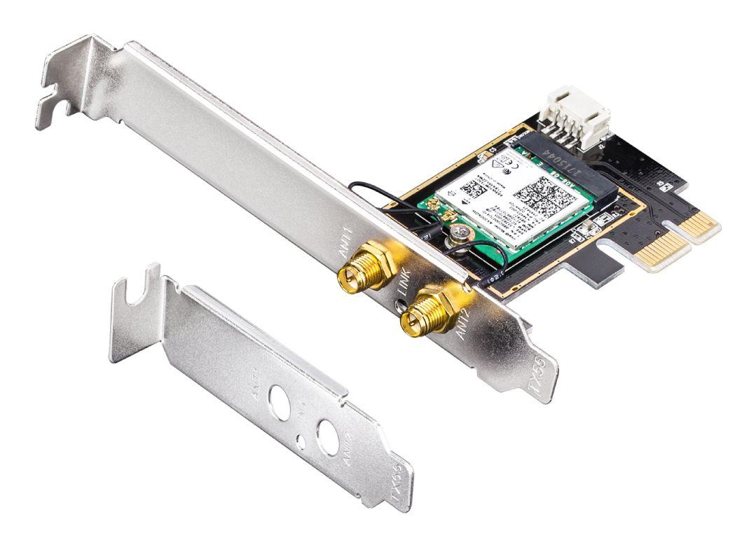 Placa de Rede PCIe CUDY WE3000 (Wi-Fi 6 - 574 Mbit/s, 2402 Mbit/s - PCI Express - Preto), miniatura 5