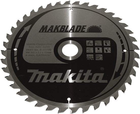 Disco de Serra Circular MAKITA B-32770 (260 mm - 40 Dentes)