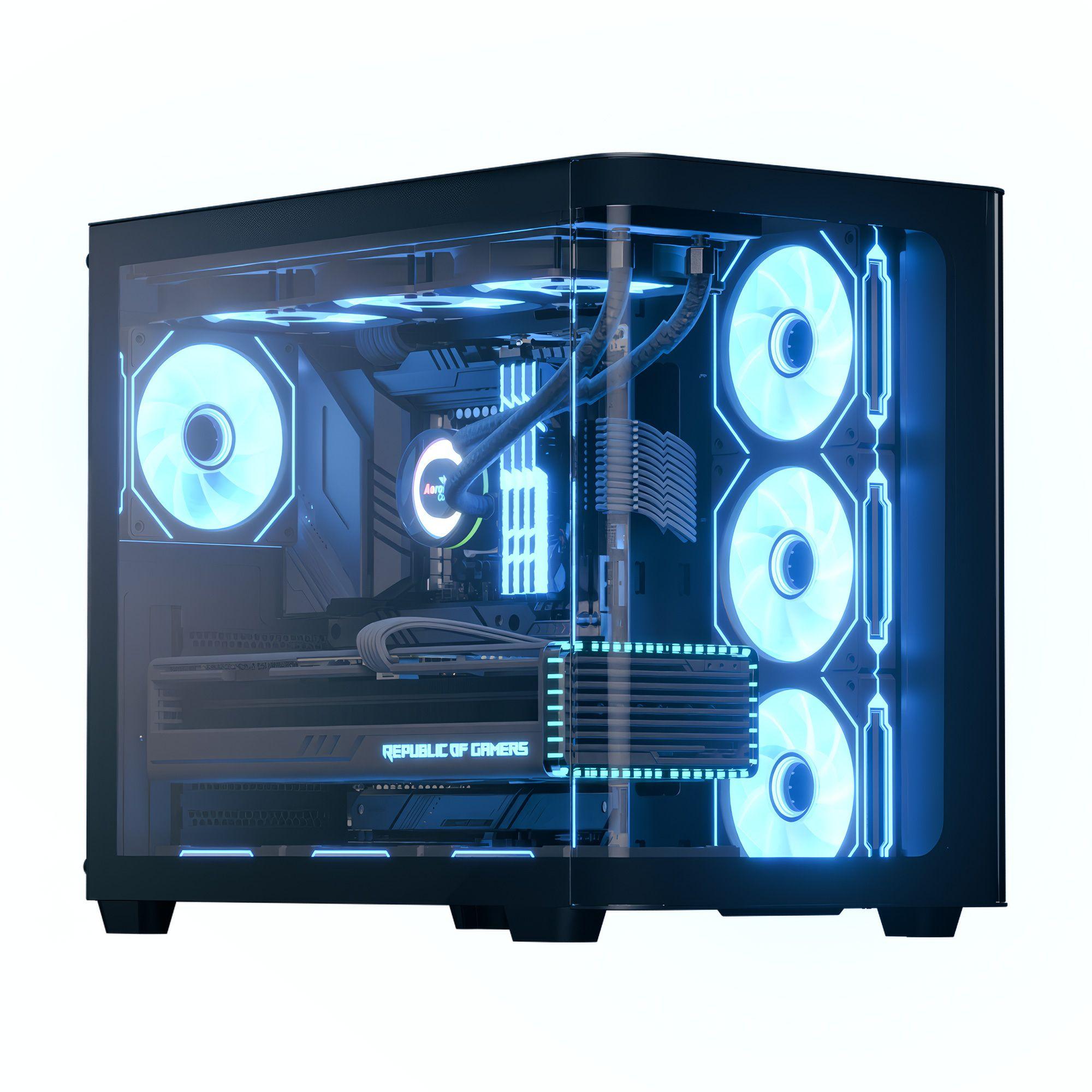 Caixa ATX AEROCOOL P500C-G-BK-v1 (ATX, micro ATX, Mini-ITX - Midi Tower - SPCC, vidro temperado - Preto)