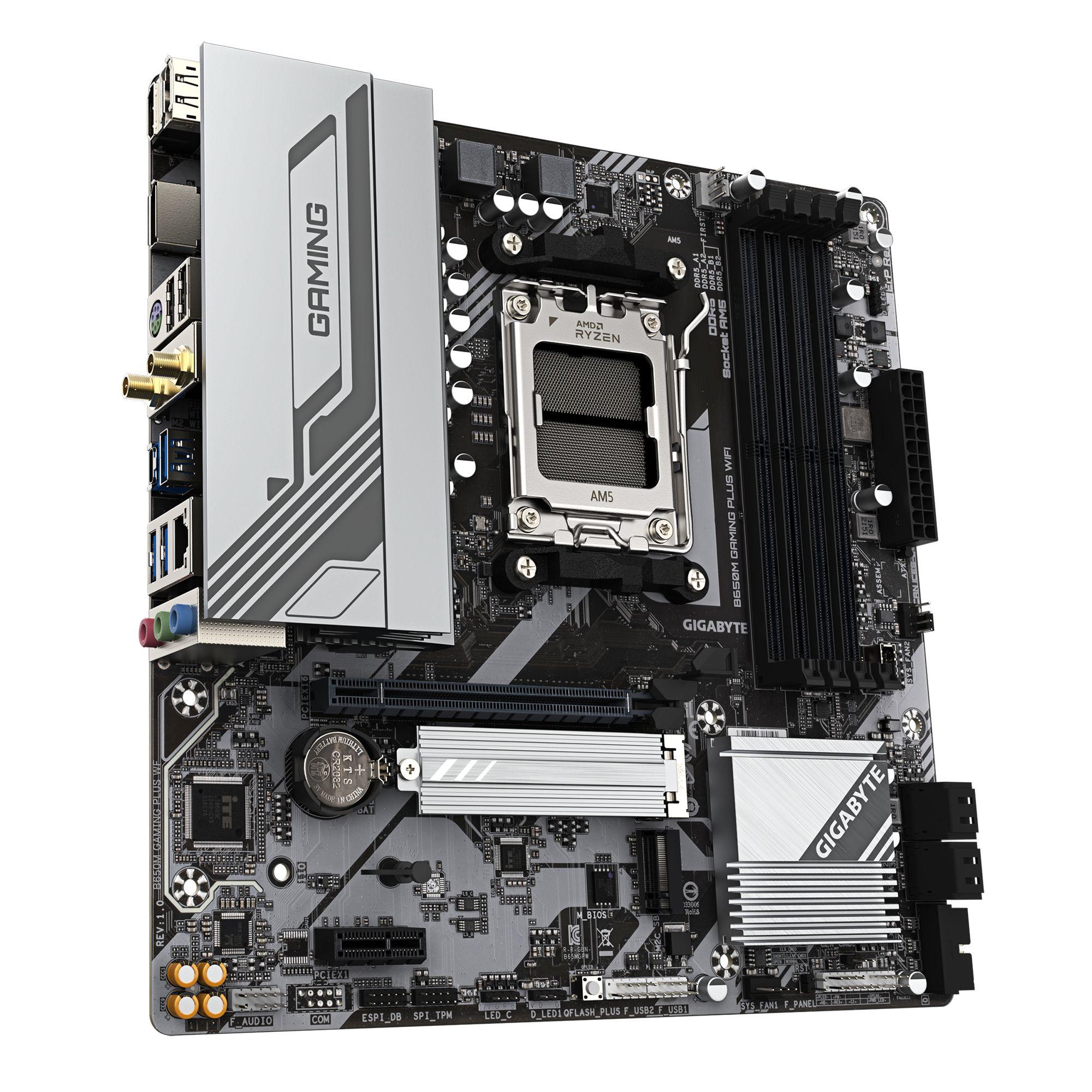 Motherboard GIGABYTE B650M GAMING PLUS WIFI (AM5 - micro-ATX - Duplo canal - Castanho escuro) — miniatura 3
