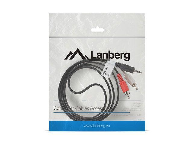 Cabo de Áudio Estéreo LANBERG CA-MJRC-10CC-0015-BK (1,5 m - 2 x RCA - 3.5 mm - Preto)