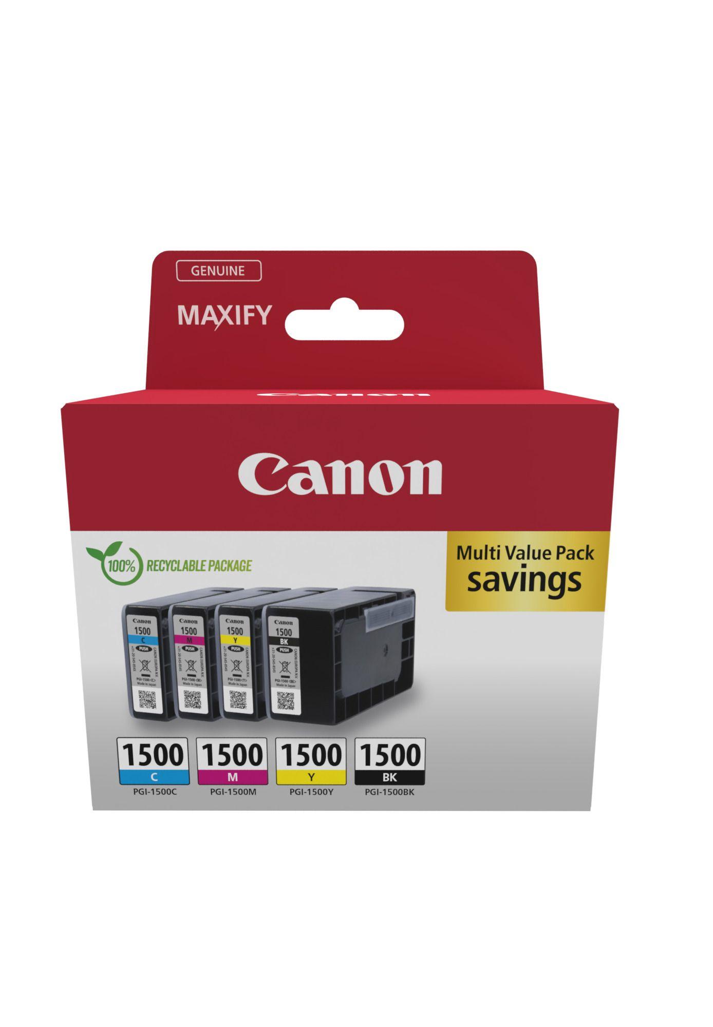 Conjunto de Tinteiros CANON 9218B006 (PGI-1500 BK/C/M/Y - Preto, Ciano, Magenta e Amarelo)