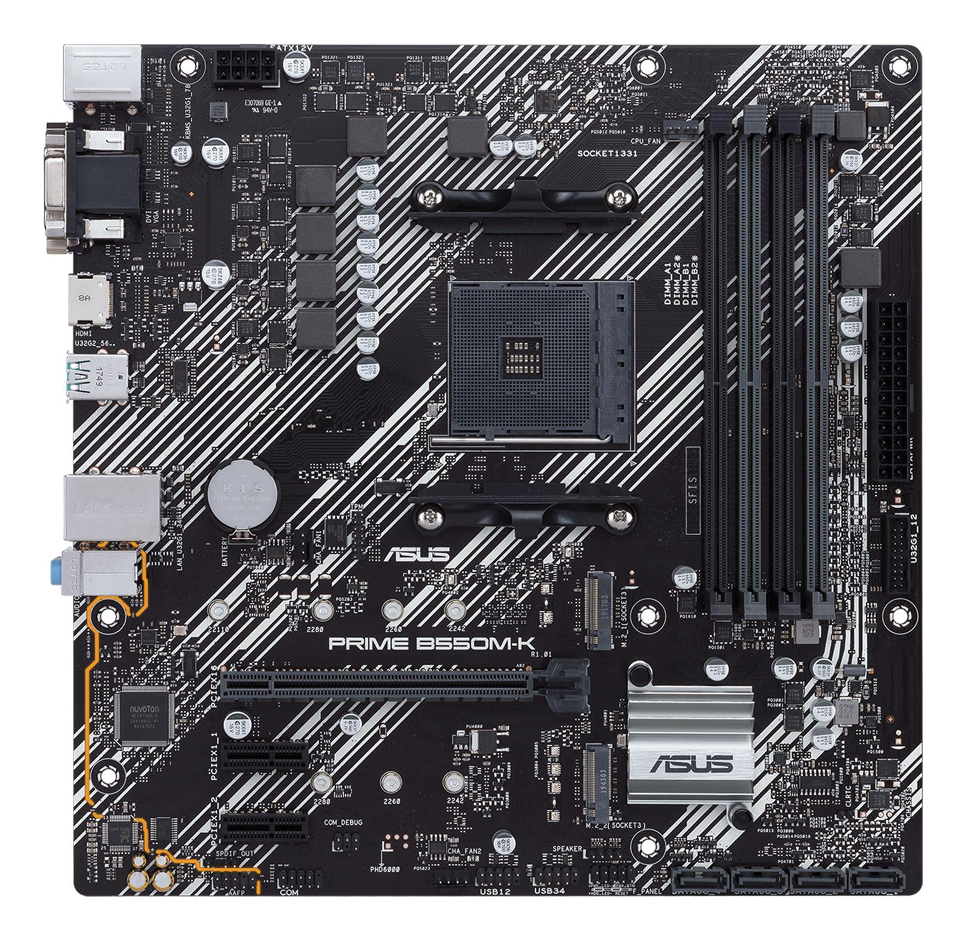 Motherboard ASUS Prime B550M-K (AM4 - AMD Ryzen 3000 Series - micro ATX - Preto)