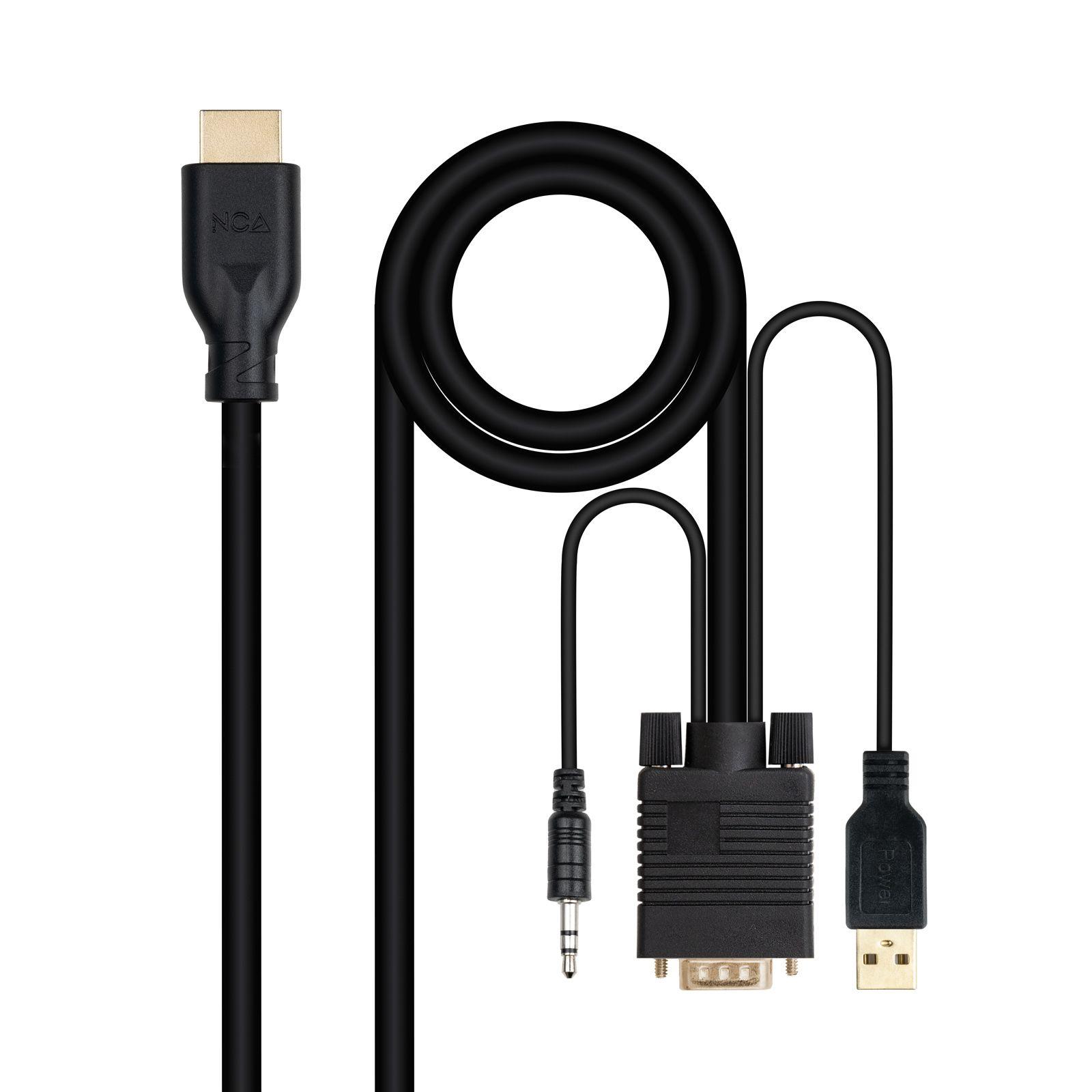 Cabo Conversor VGA para HDMI NANOCABLE 10.15.4612 (1,8 m - 60 Hz - Preto)