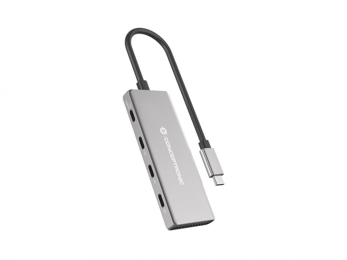 Hub USB-C CONCEPTRONIC HUBBIES16G (0,25 m - USB 3.2 Gen 2 USB-C - Cinzento)
