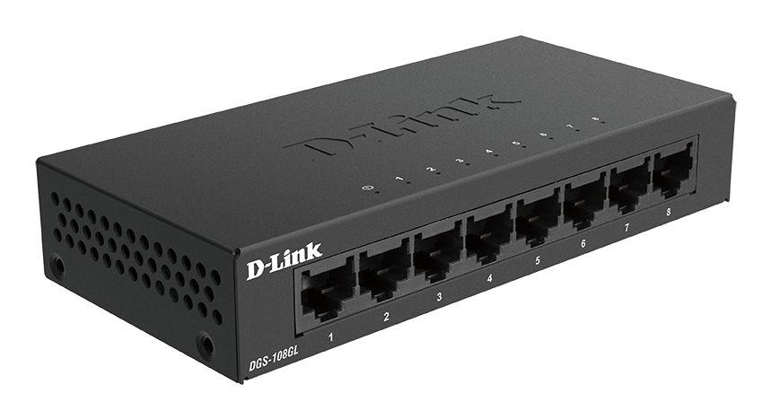 Switch D-LINK DGS-108GL (Gigabit Ethernet - 10, 100, 1000 Mbit/s - 16 Gbit/s - Preto) — miniatura 2