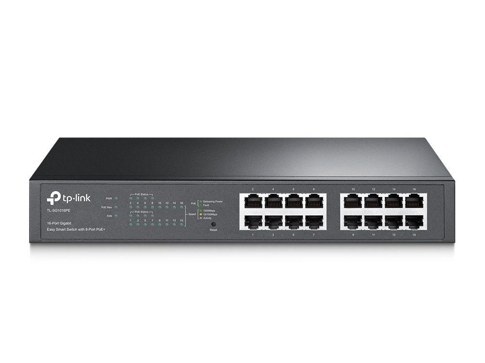 Switch TP-LINK TL-SG1016PE (Gigabit Ethernet - 4,1 MB - 32 Gbit/s - Preto)