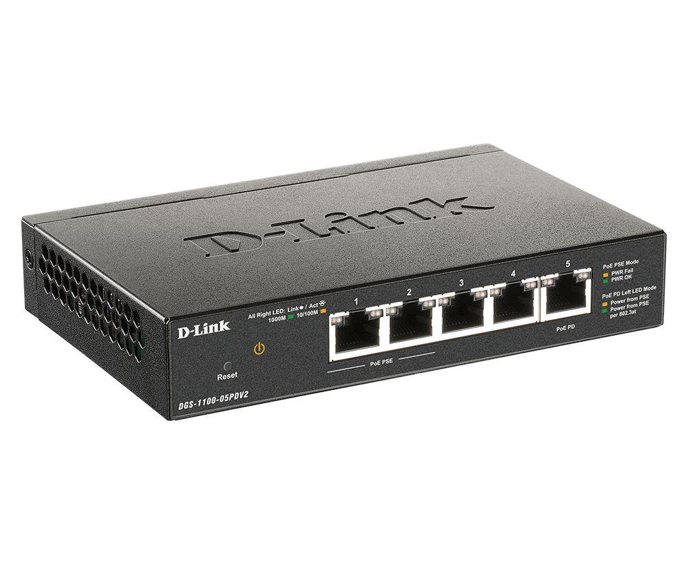 Switch D-LINK DGS-1100-05PDV2 (Gigabit Ethernet - 1 MB - 10 Gbit/s - Preto) — miniatura 3