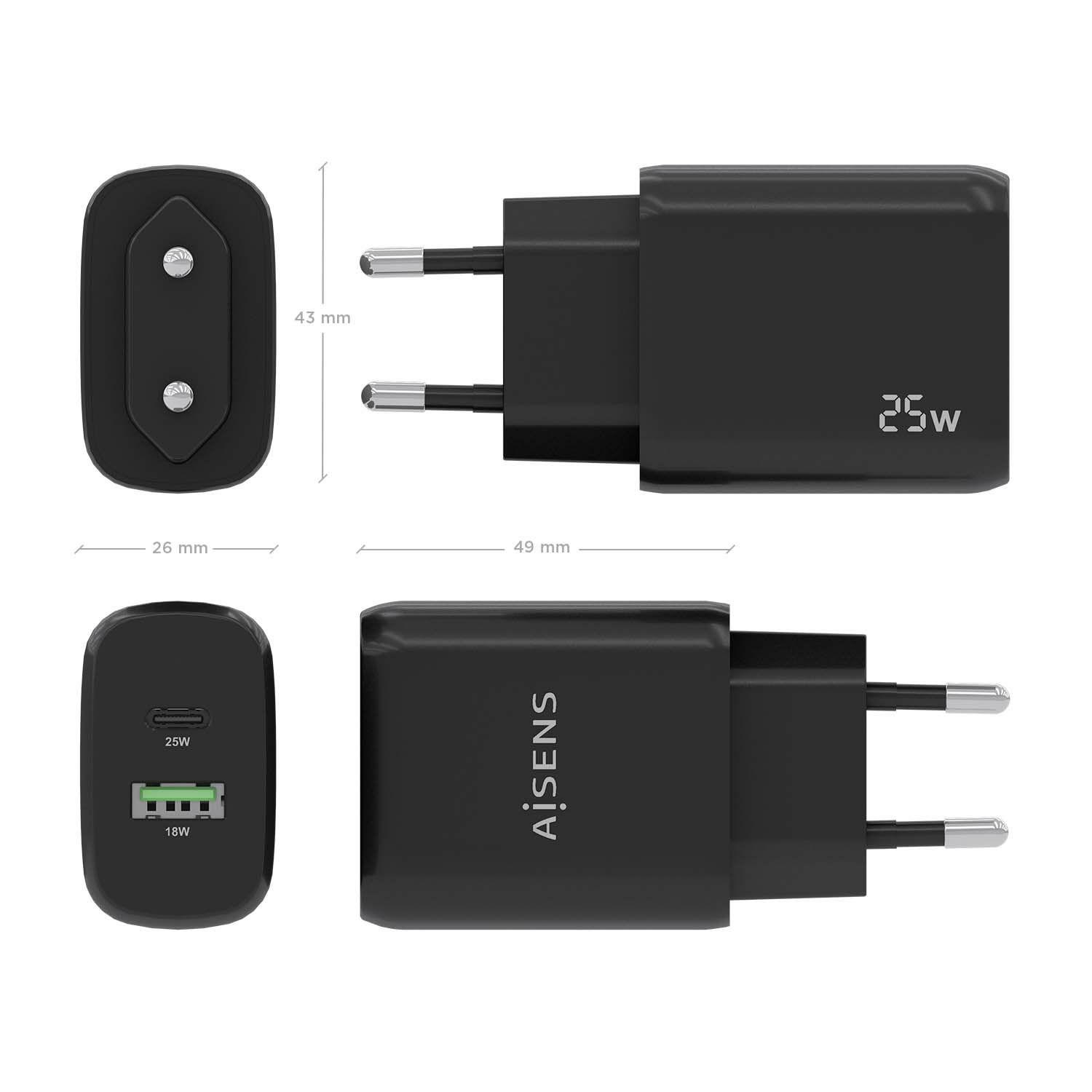 Carregador de Parede AISENS A110-0759 (25 W - Preto), miniatura 4