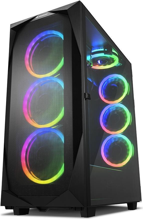 Caixa PC SHARKOON REV300 (Torre - Vidro temperado - RGB, nas ventoinhas da caixa - Preto)