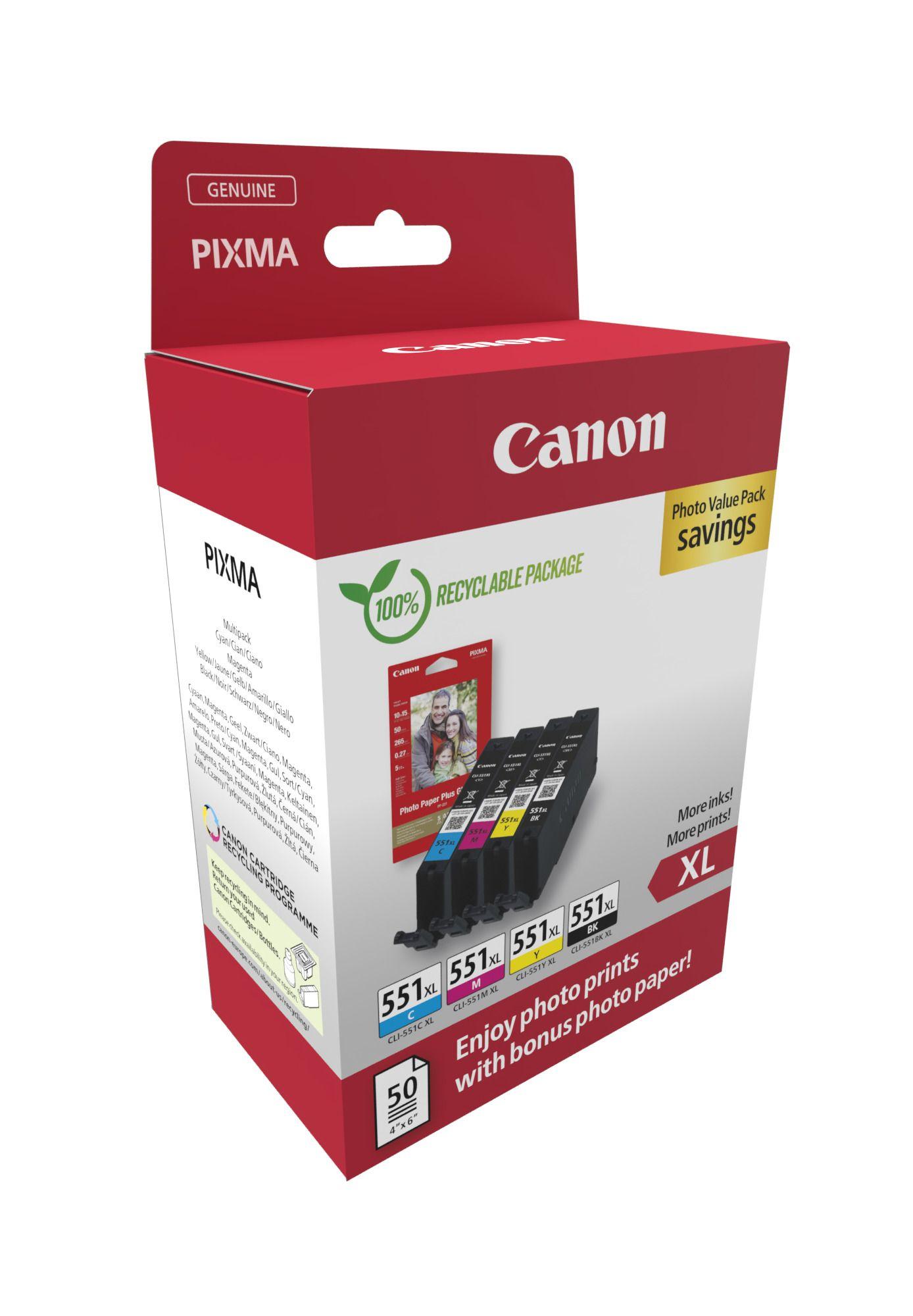 Pack de Tinteiros CANON 6443B008 CLI-551XL (660 páginas ISO), miniatura 2