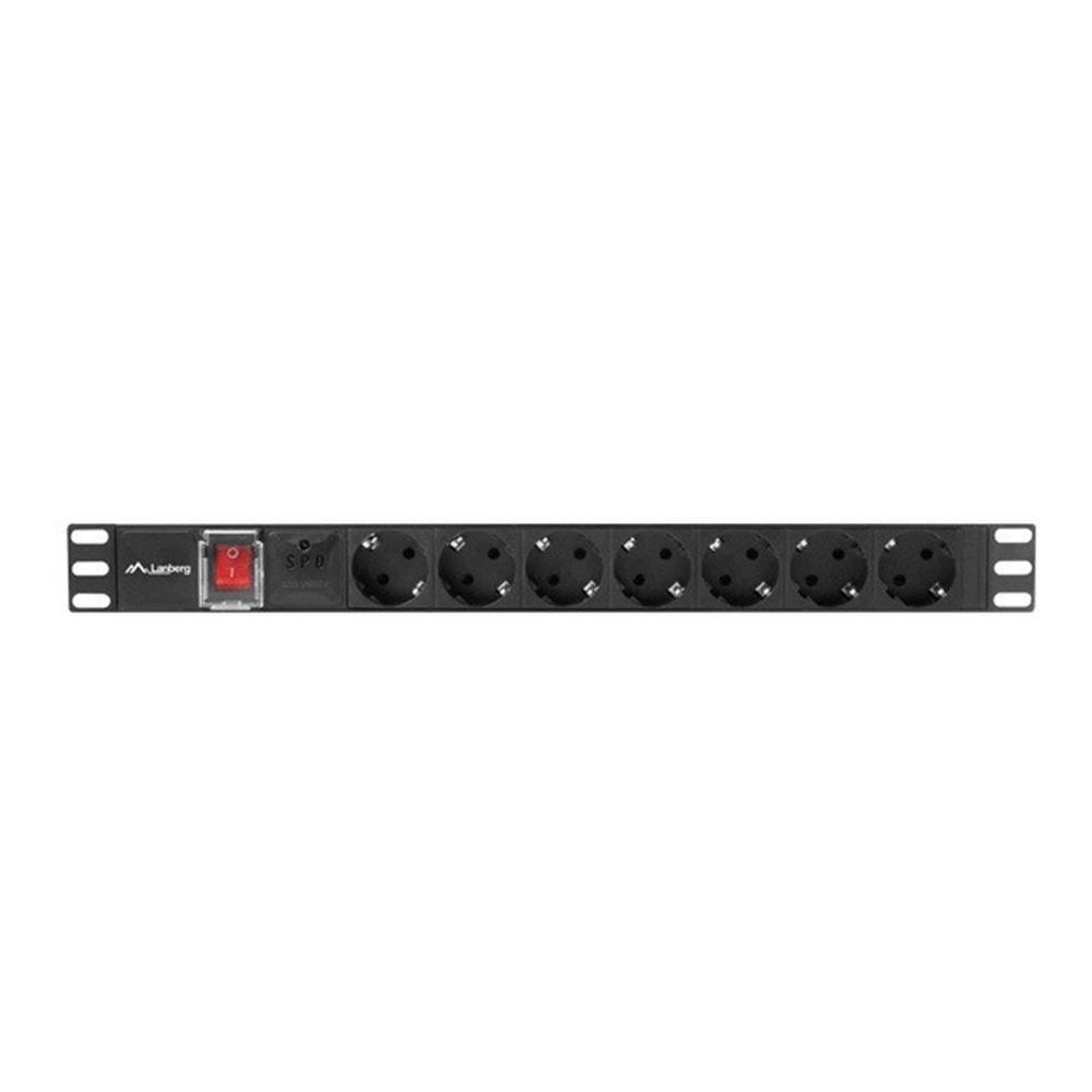 Bloco de Tomadas para Rack LANBERG PDU-07F-0200-IEC-BK (Acoplador C14 - Preto)