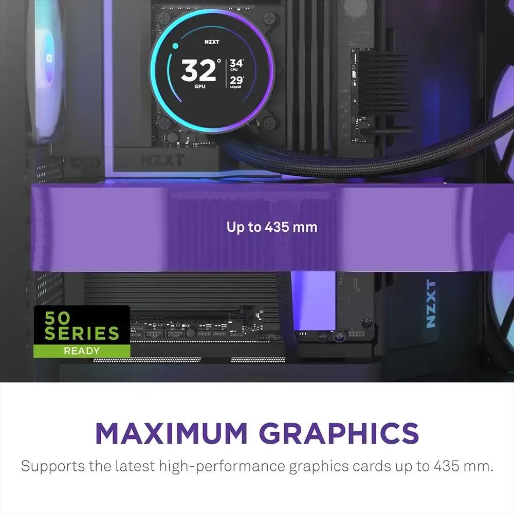 Caixa PC NZXT H9 Flow RGB+ (ATX, EATX, micro ATX, Mini-ITX - Mid Tower - SGCC, vidro temperado, rede - Preto) — miniatura 6