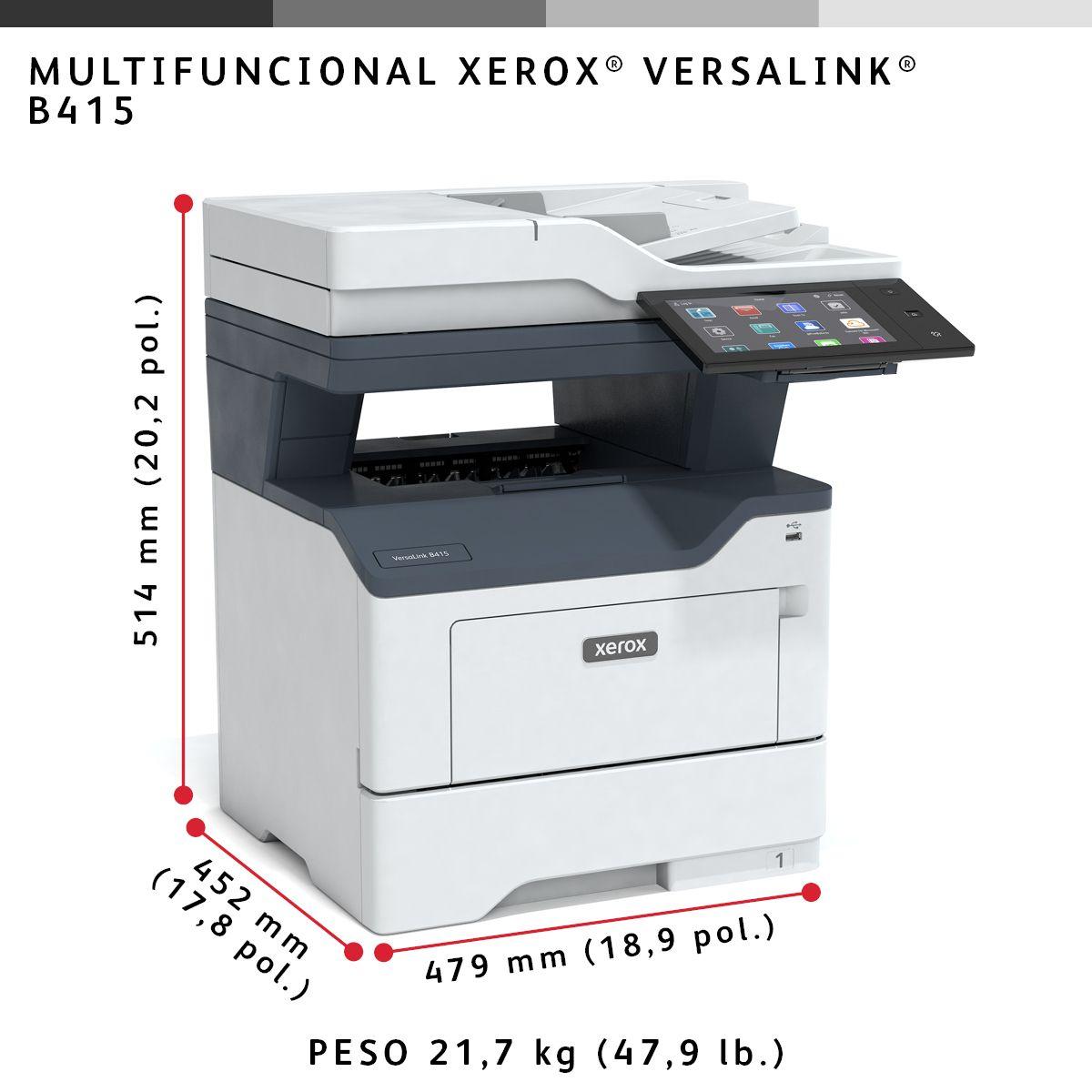 Impressora Multifuncional Laser XEROX VersaLink B415V_DN (A4 - Impressão a preto e branco - 650 folhas - Cinzento e Branco) — miniatura 18