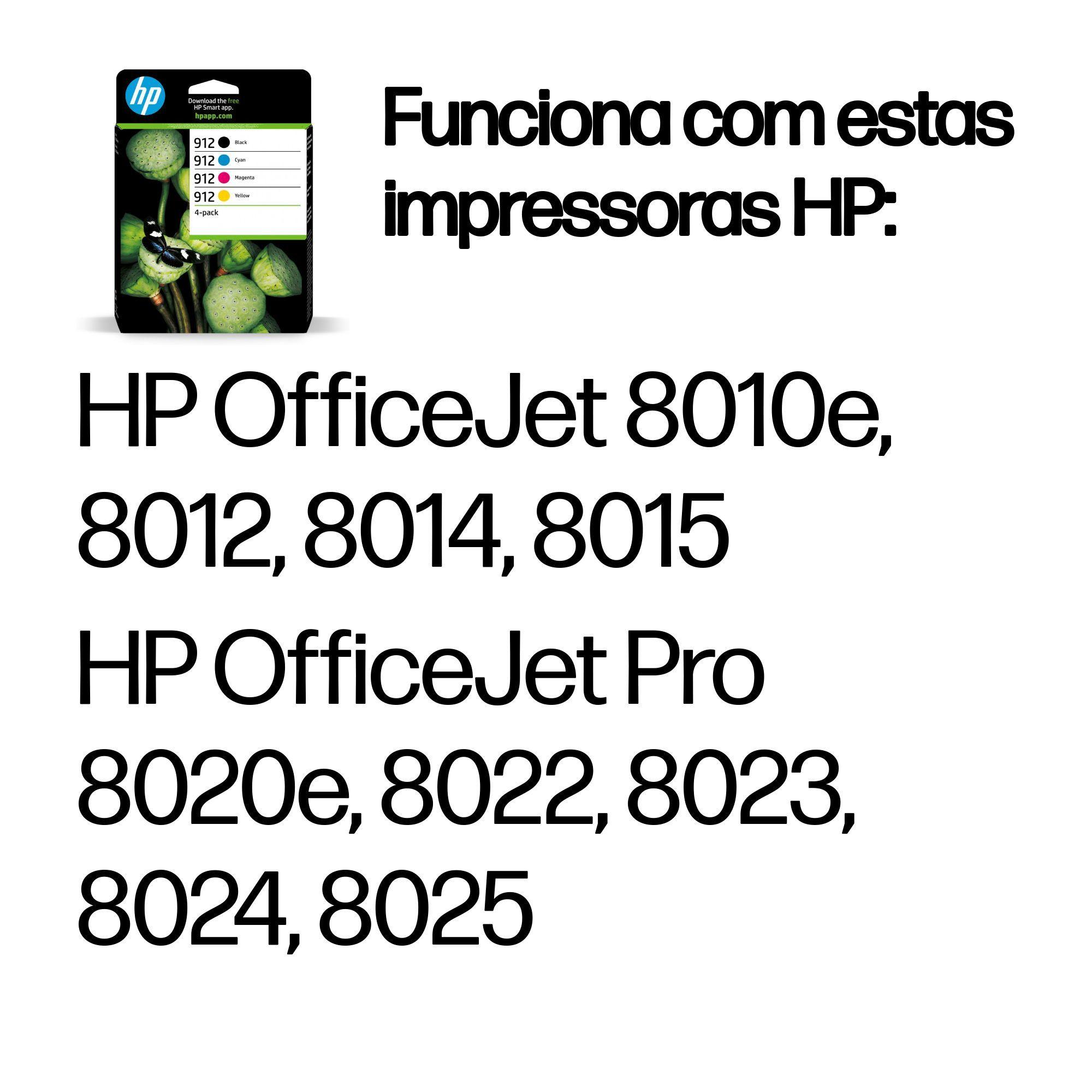 Pack de 4 Tinteiros HP 912 (Preto, Ciano, Magenta e Amarelo), miniatura 2