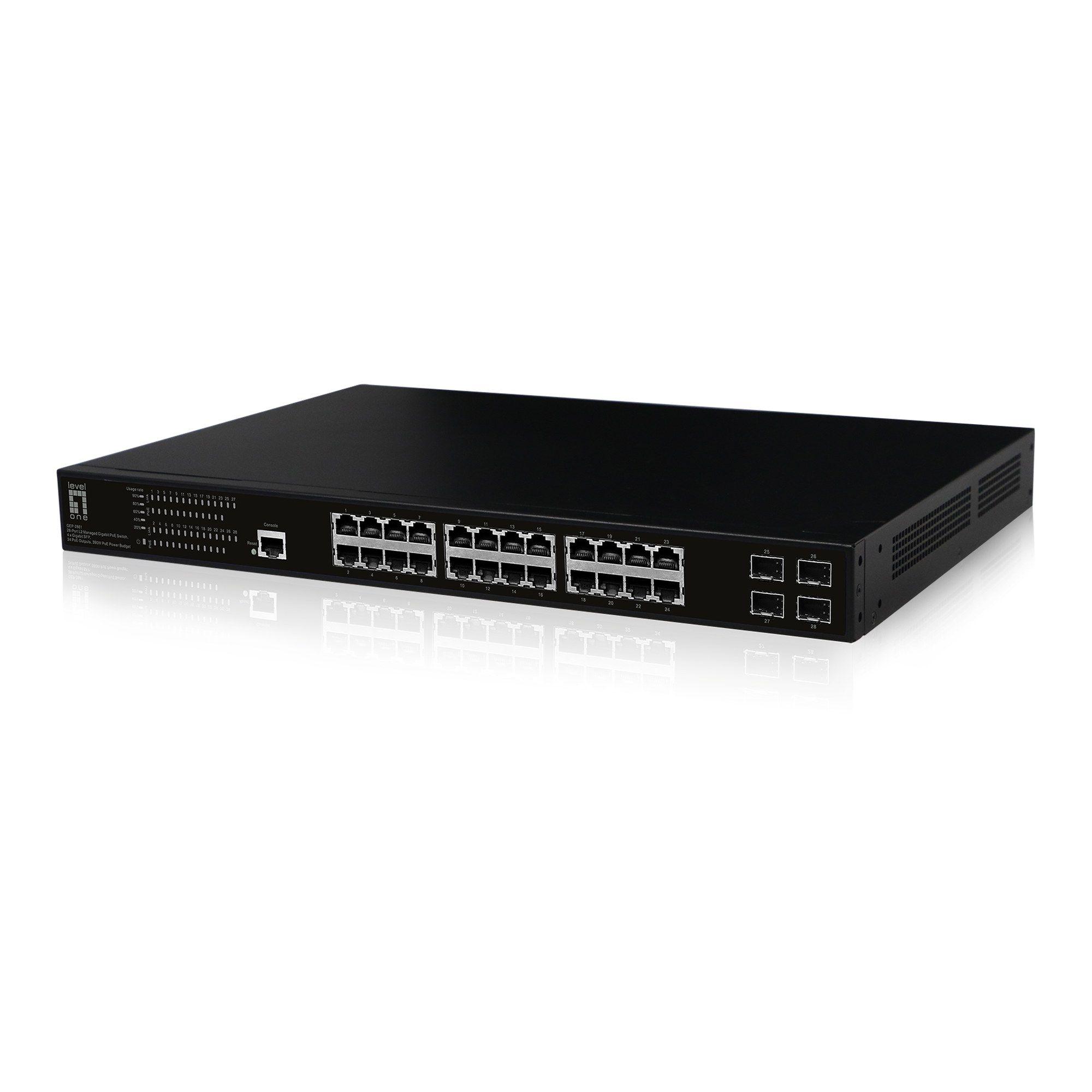 Switch Gerido LEVELONE GEP-2861 (Gigabit Ethernet - 10/100/1000 Mbit/s - 4 MB - Preto), miniatura 2