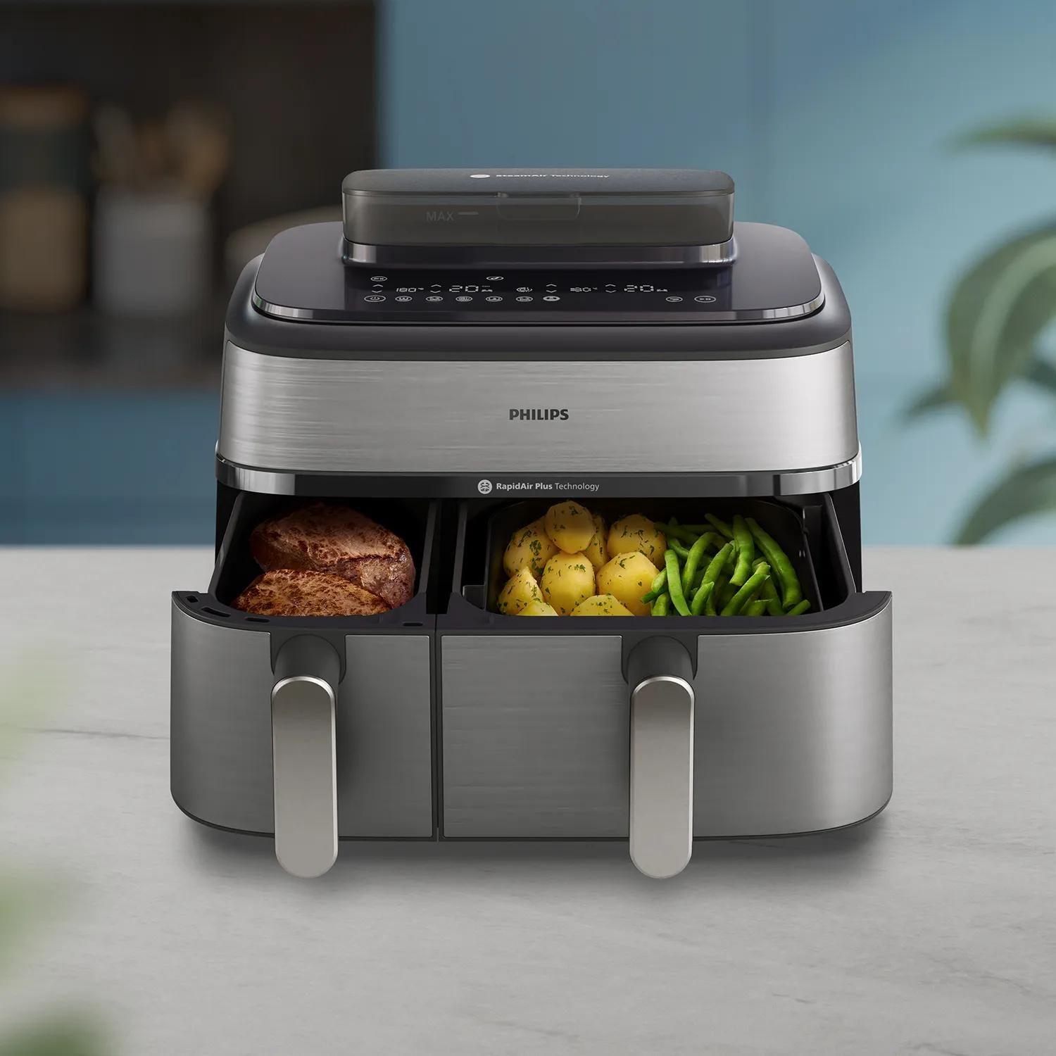 Fritadeira a Ar Independente PHILIPS NA555/00 (2750 W - 200 °C - 40 °C - Prateado), miniatura 8