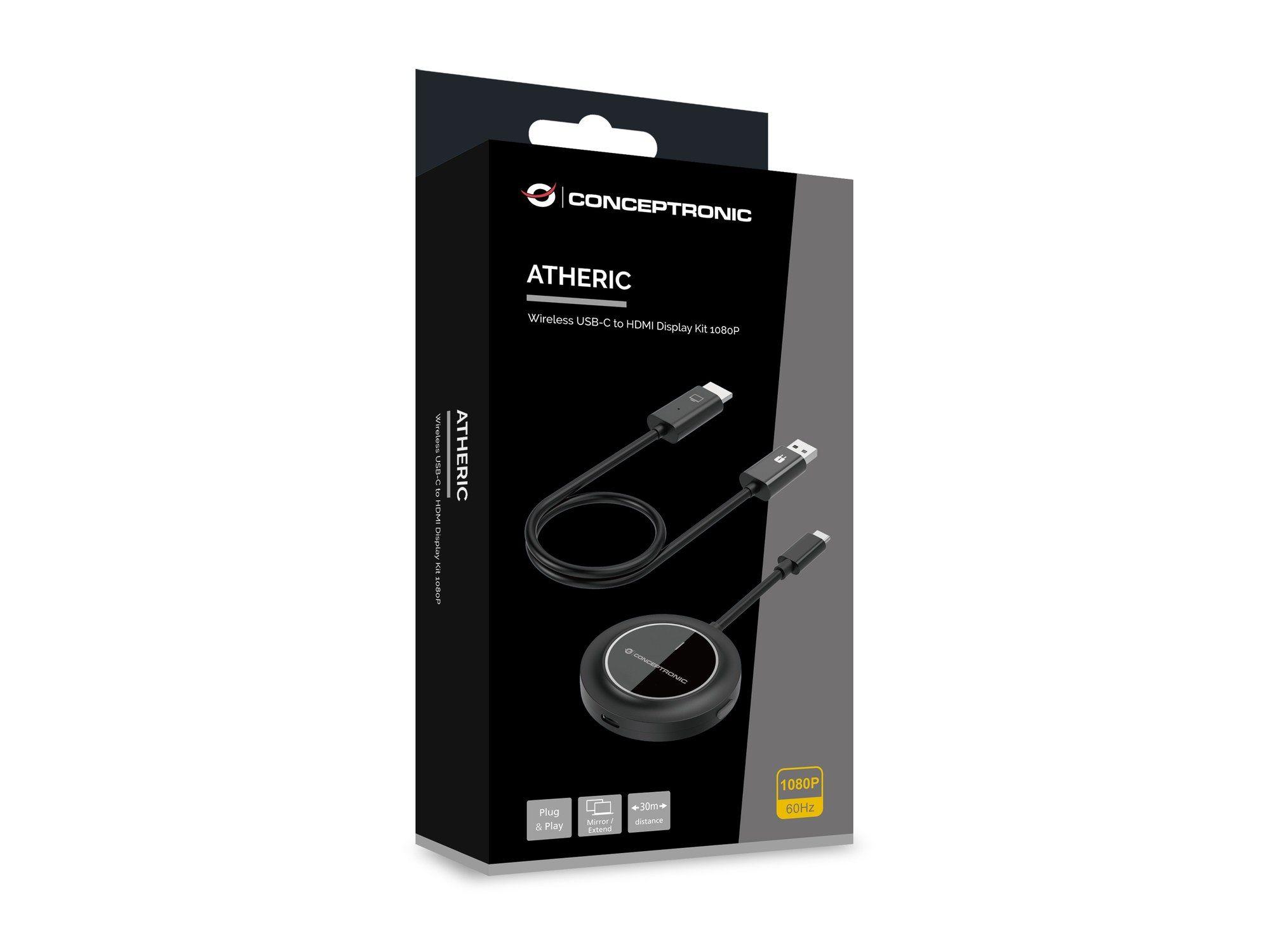 Transmissor HDMI sem fios USB-C CONCEPTRONIC ATHERIC01B (1920 x 1080 pixels - HDMI/USB - Preto), miniatura 6