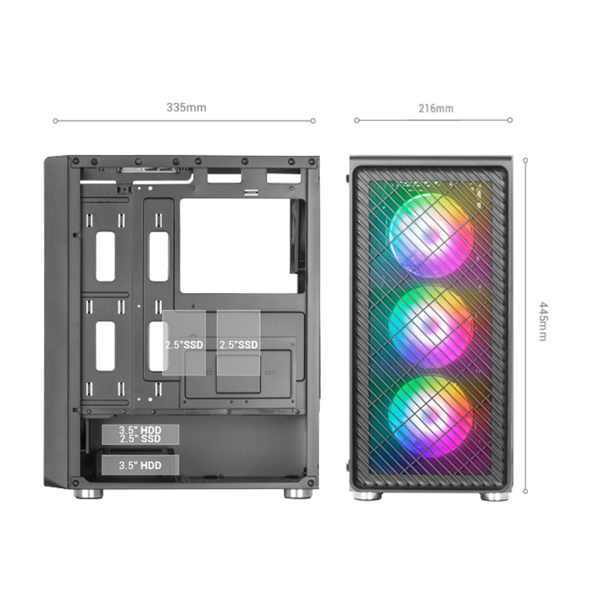 Caixa ATX MARS GAMING MC-F ARGB (ATX, Micro ATX, Mini-ITX - Midi Tower - 17,7 cm - Branco) — miniatura 6