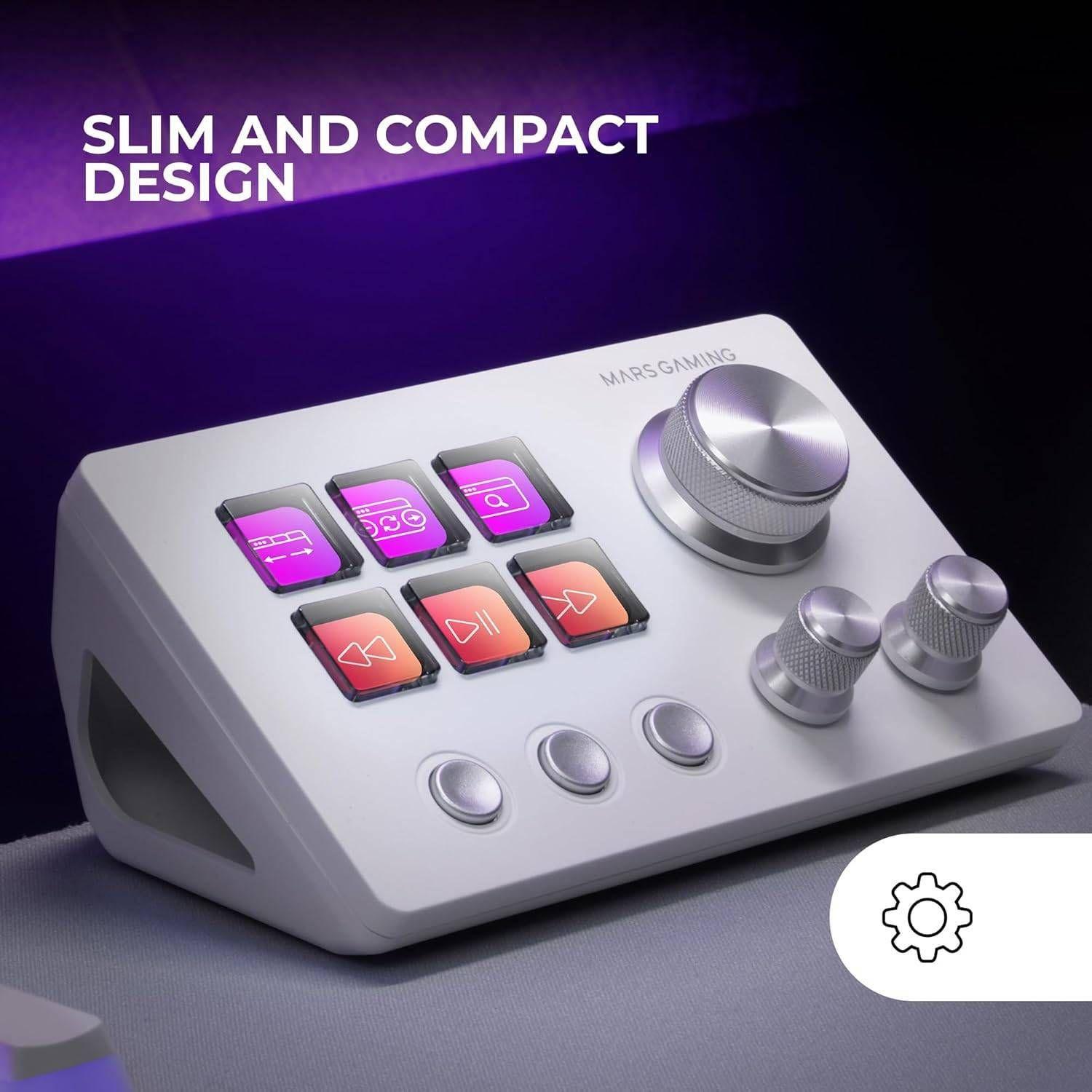 Control Deck MARS GAMING MSDTWOW (9 botões - USB Tipo-C - Windows e Mac - Branco) — miniatura 3