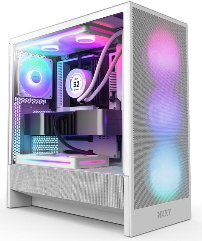 Caixa PC NZXT H5 Flow RGB 2024 (SFX-L, SFX, ATX - Midi Tower - Vidro temperado, SGCC - Branco)