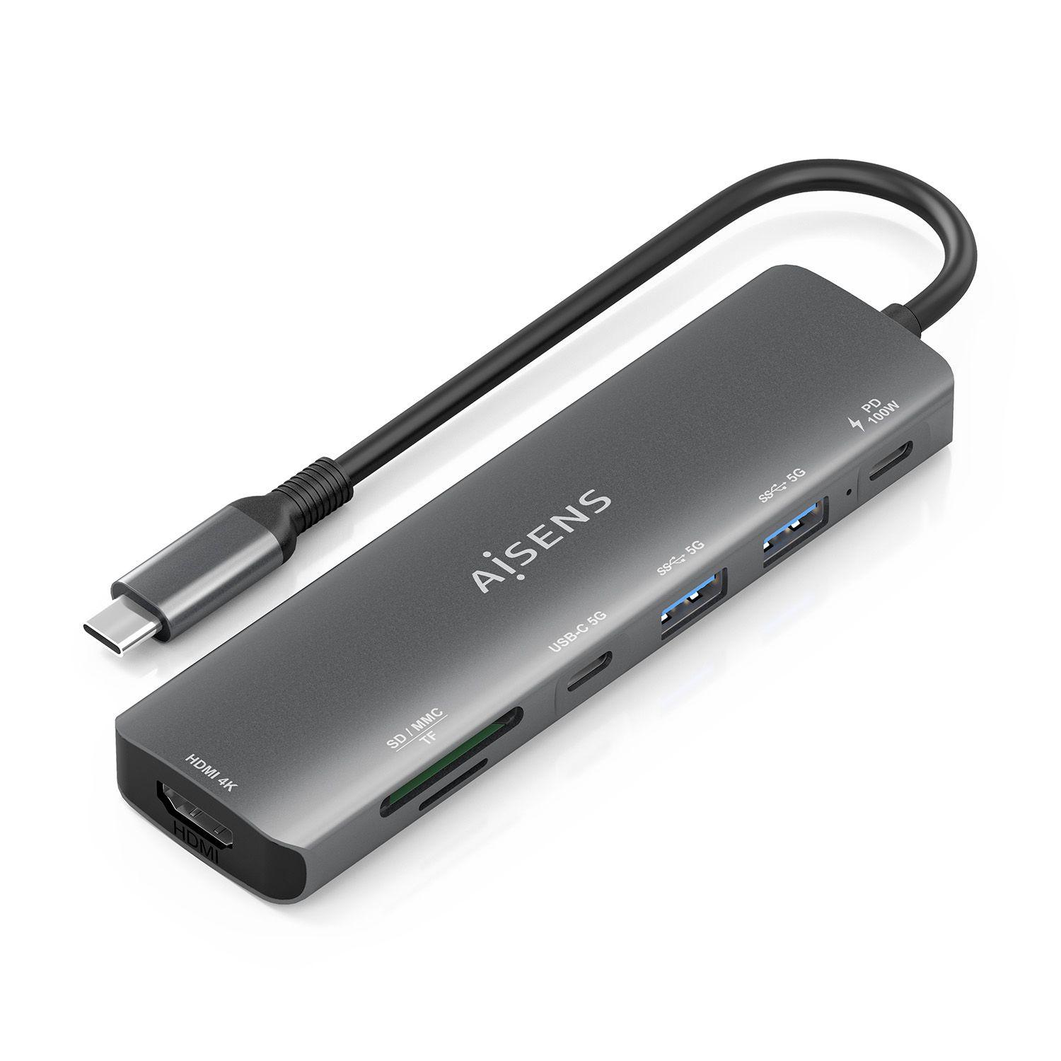 Dock USB-C AISENS ASUC-7P026-GR (0,15 m - Cinzento)