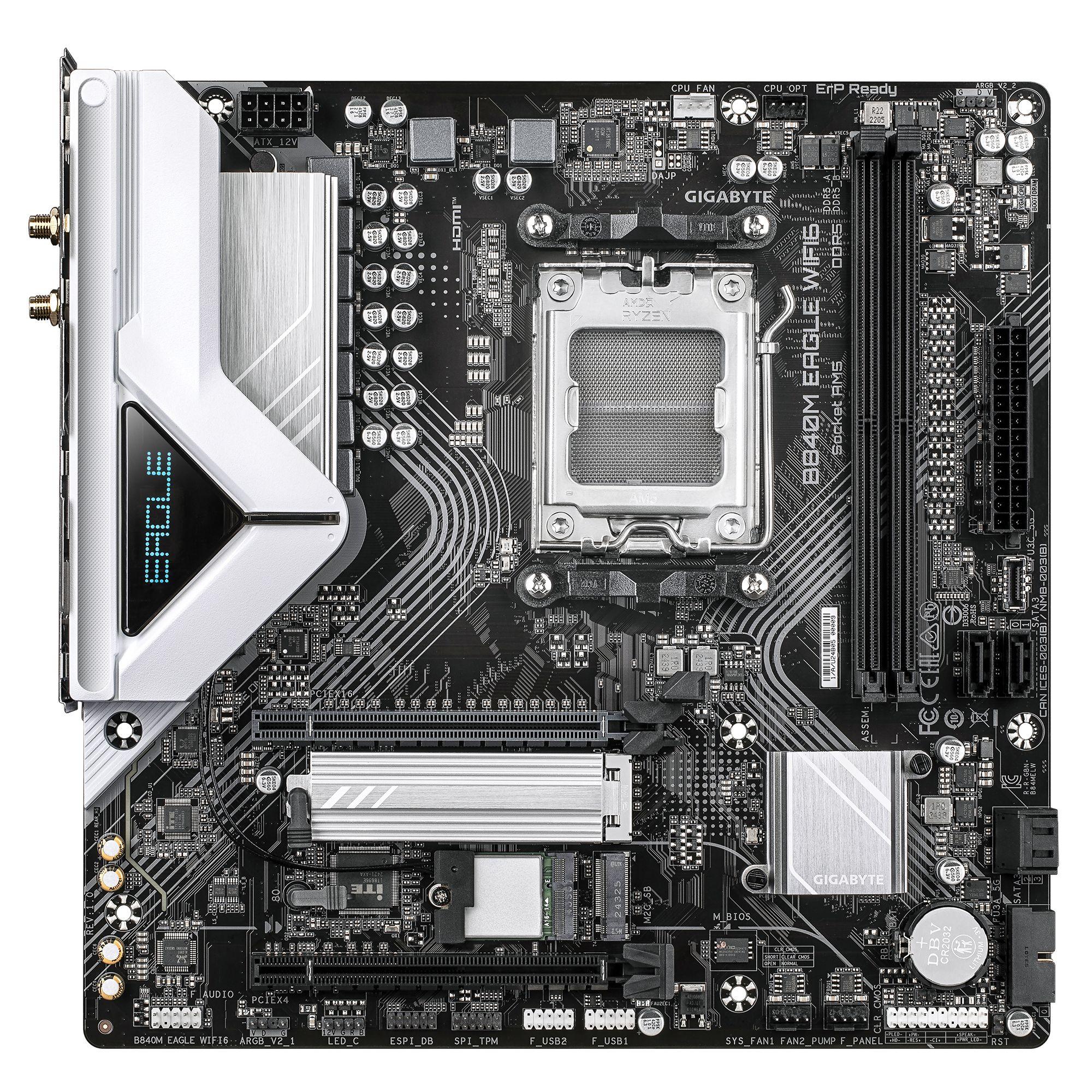 Motherboard GIGABYTE B840M EAGLE WiFi6 (AM5 - Micro ATX - Duplo canal - Castanho escuro), miniatura 2