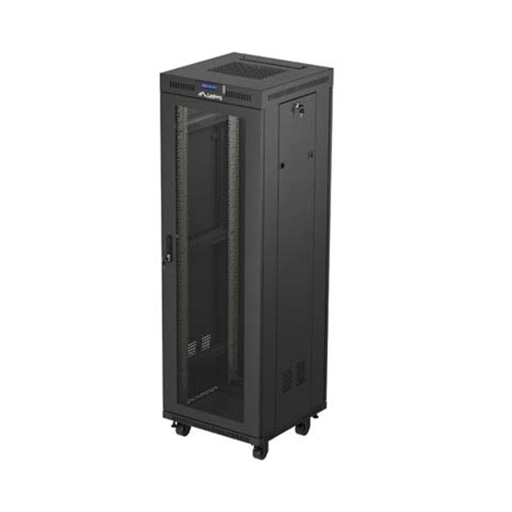Armário Rack LANBERG FF01-6637-23BL (19" - 37U - 600 x 600 mm - Porta perfurada com LCD - Preto)