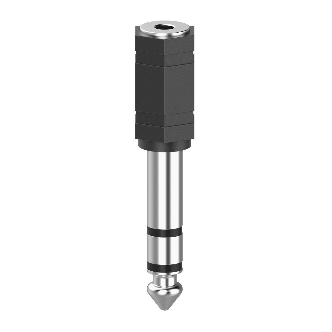 Adaptador de Áudio HAMA 00205194 (Jack 6,3 mm Macho para Jack 3,5 mm Fêmea - Preto e Prateado)