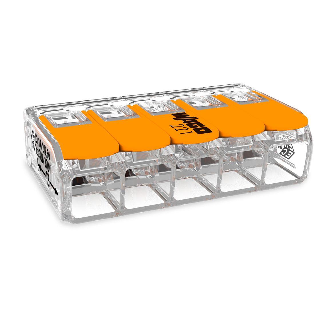 Conector Elétrico de Ligação Rápida WAGO 221-615 (5 Polos - 0,5-6 mm²)